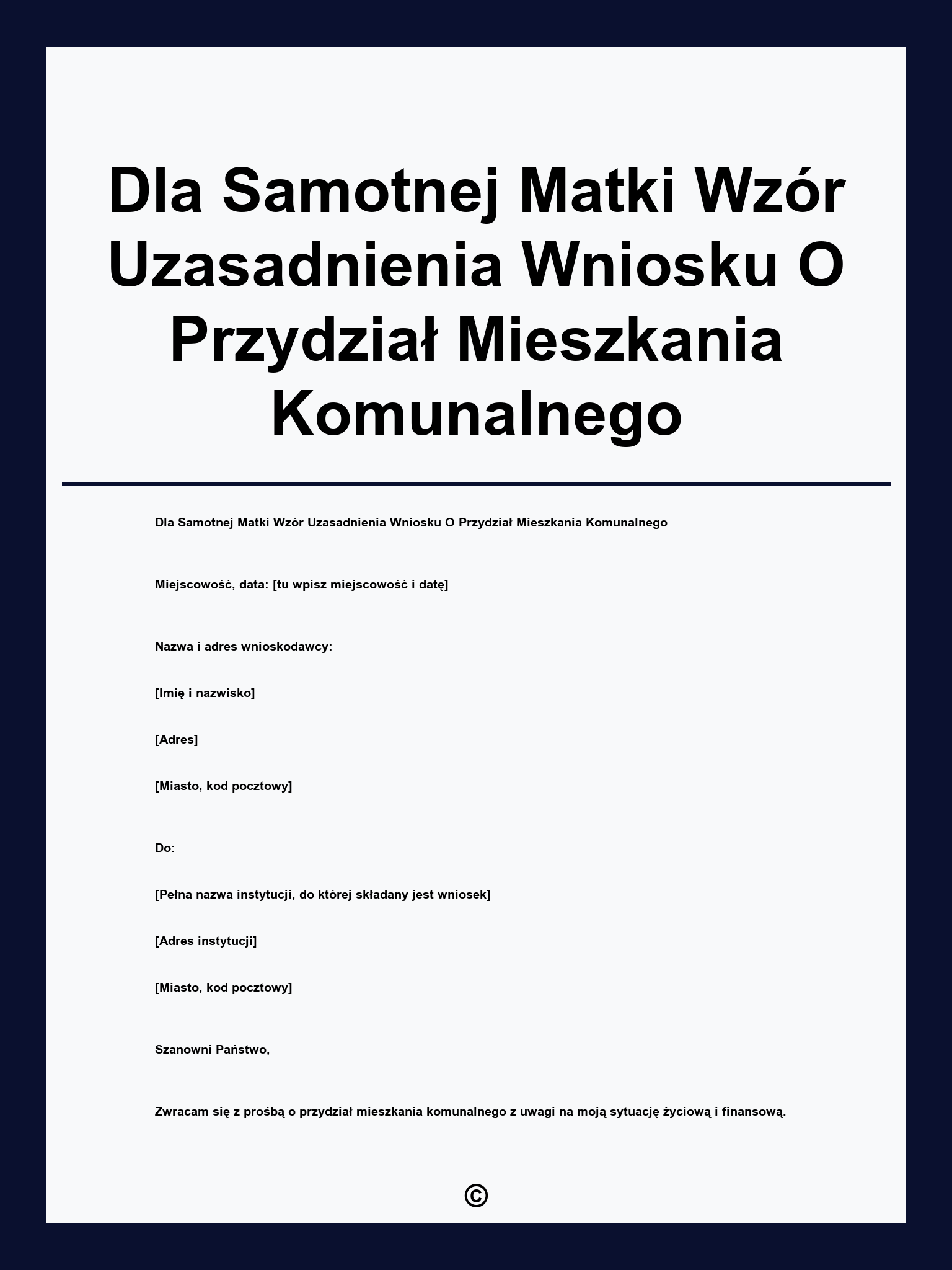Dla Samotnej Matki Wzór Uzasadnienia Wniosku O Przydział Mieszkania Komunalnego