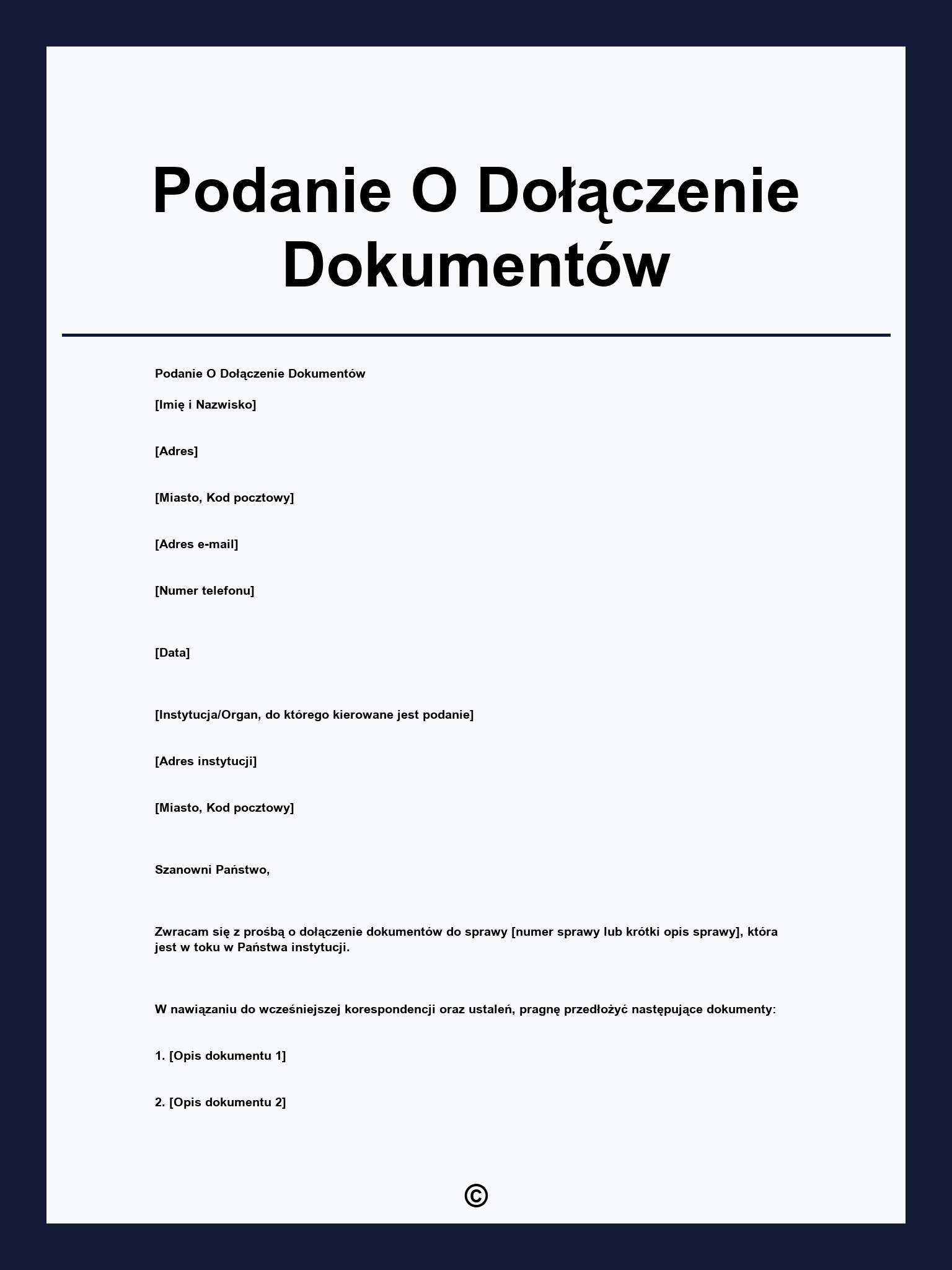 Podanie O Dołączenie Dokumentów