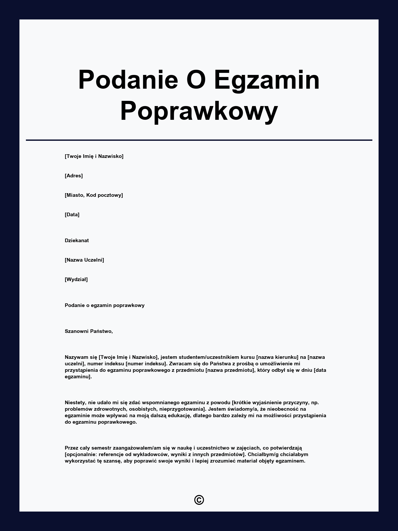 Podanie O Egzamin Poprawkowy