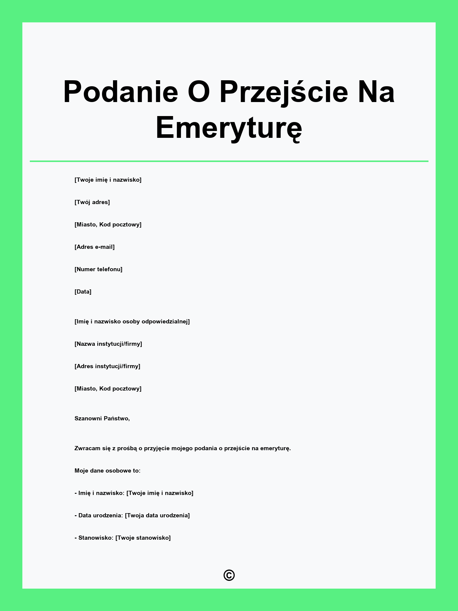 Podanie O Przejście Na Emeryturę