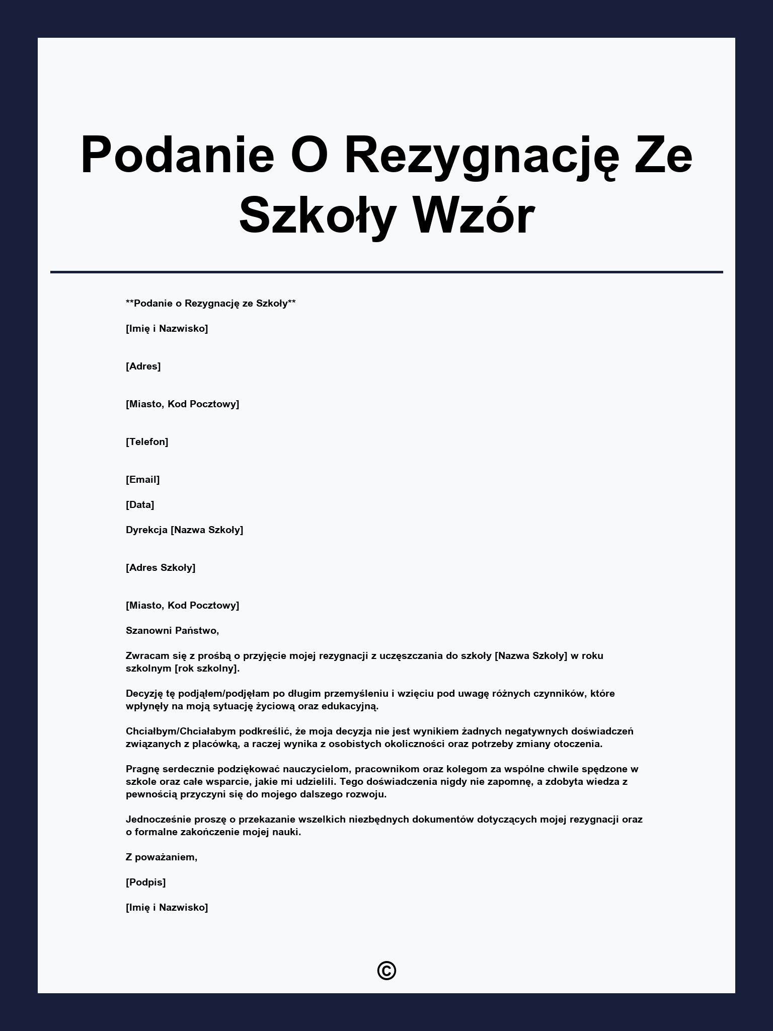 Podanie O Rezygnację Ze Szkoły Wzór