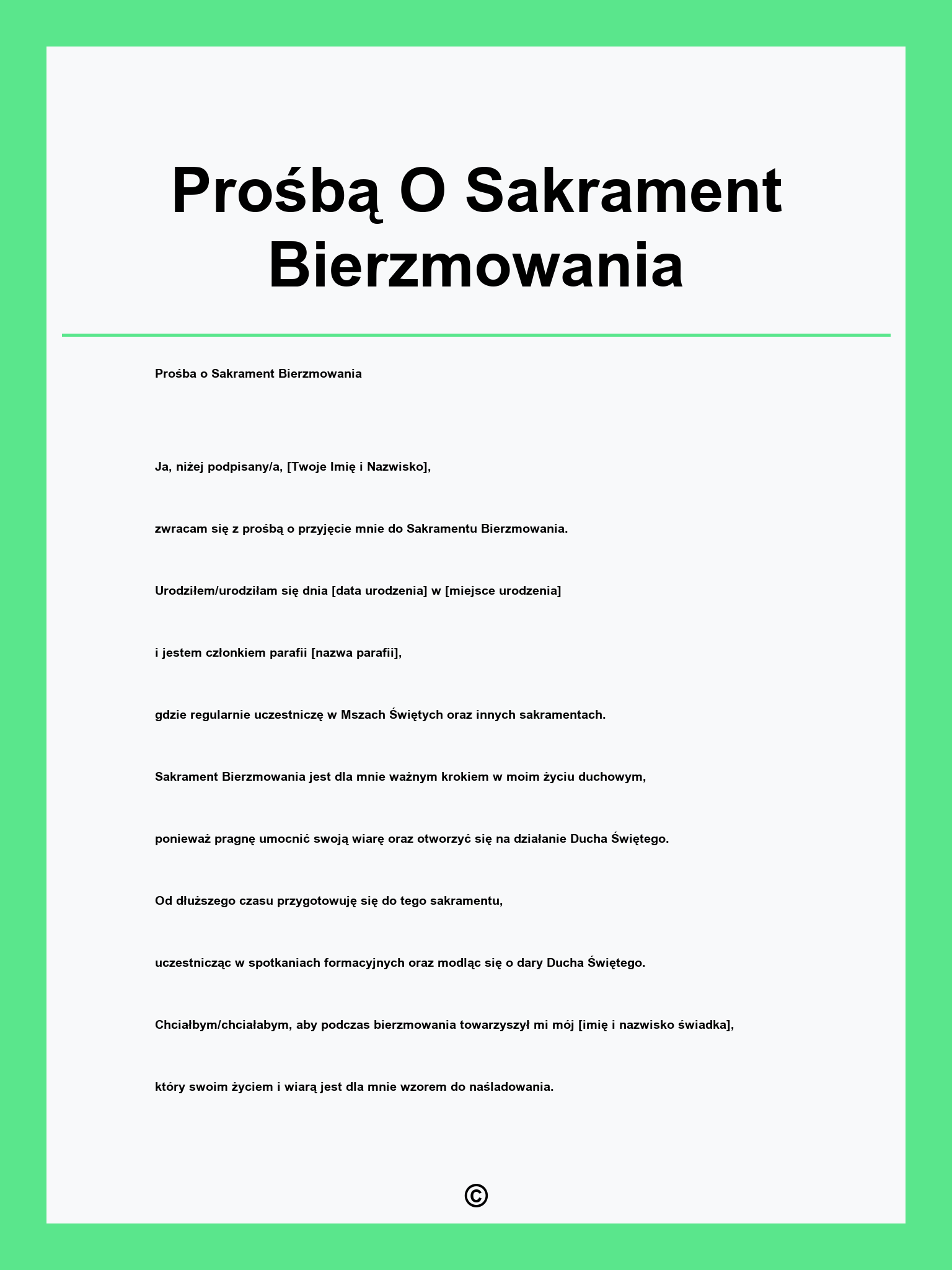 Prośbą O Sakrament Bierzmowania