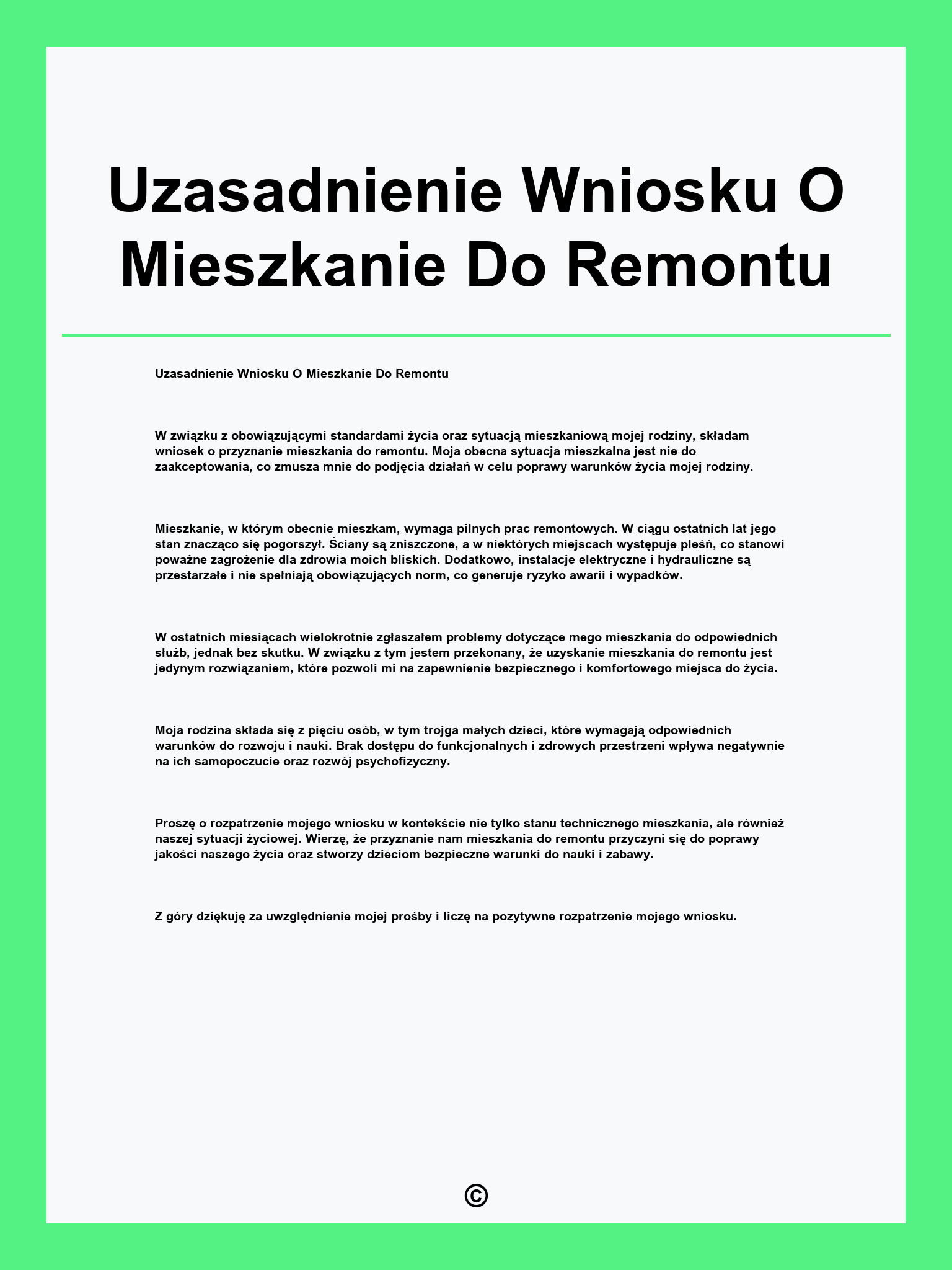 Uzasadnienie Wniosku O Mieszkanie Do Remontu