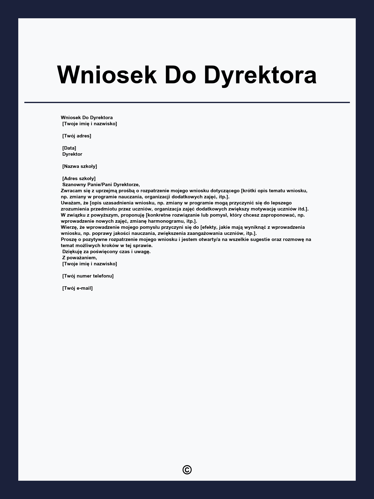 Wniosek Do Dyrektora