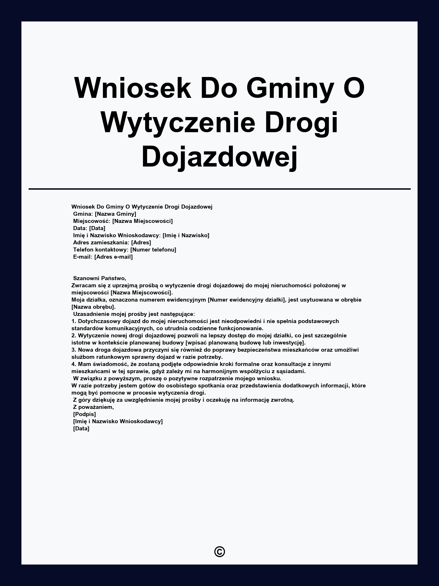 Wniosek Do Gminy O Wytyczenie Drogi Dojazdowej