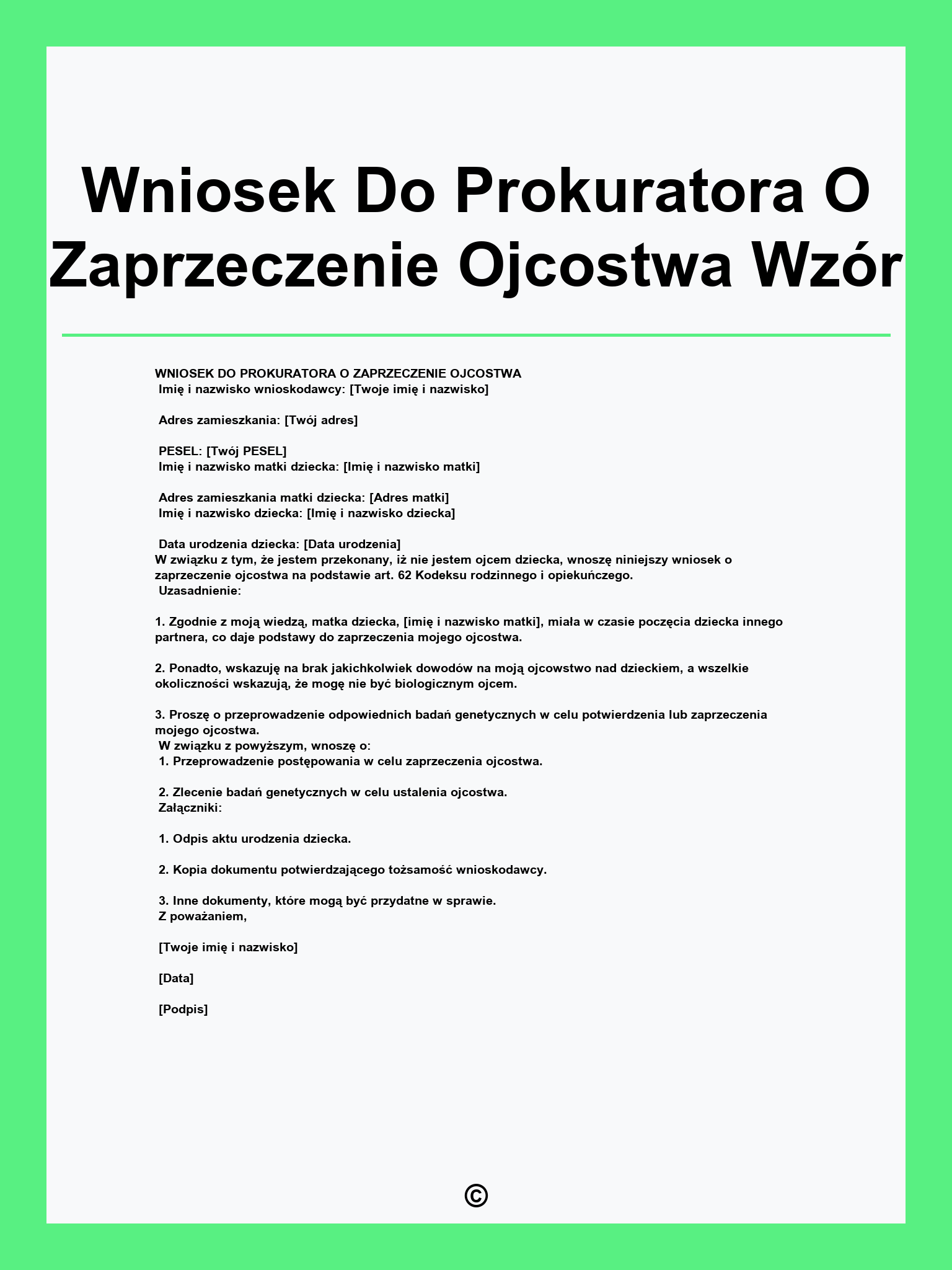 Wniosek Do Prokuratora O Zaprzeczenie Ojcostwa Wzór
