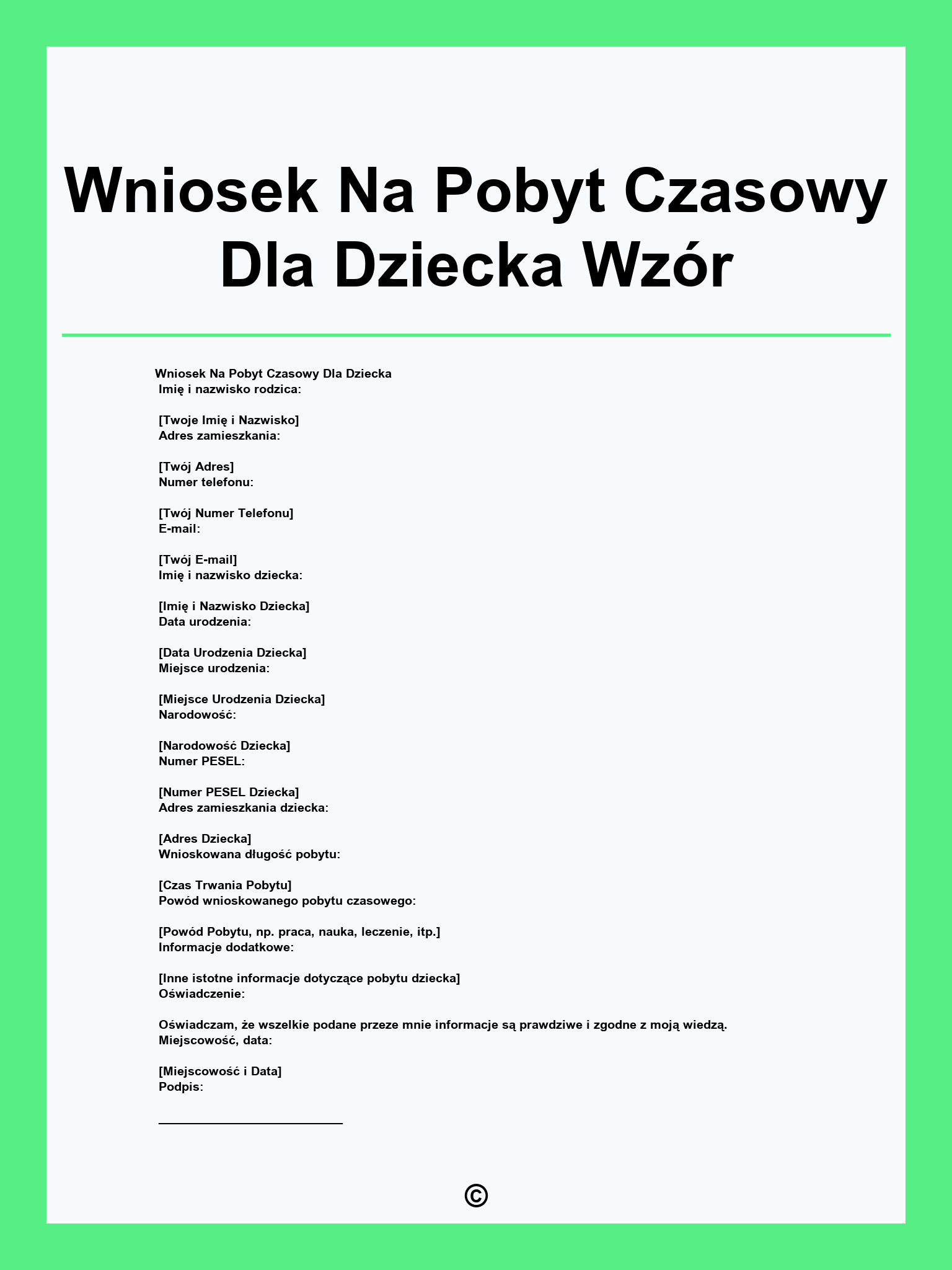 Wniosek Na Pobyt Czasowy Dla Dziecka Wzór