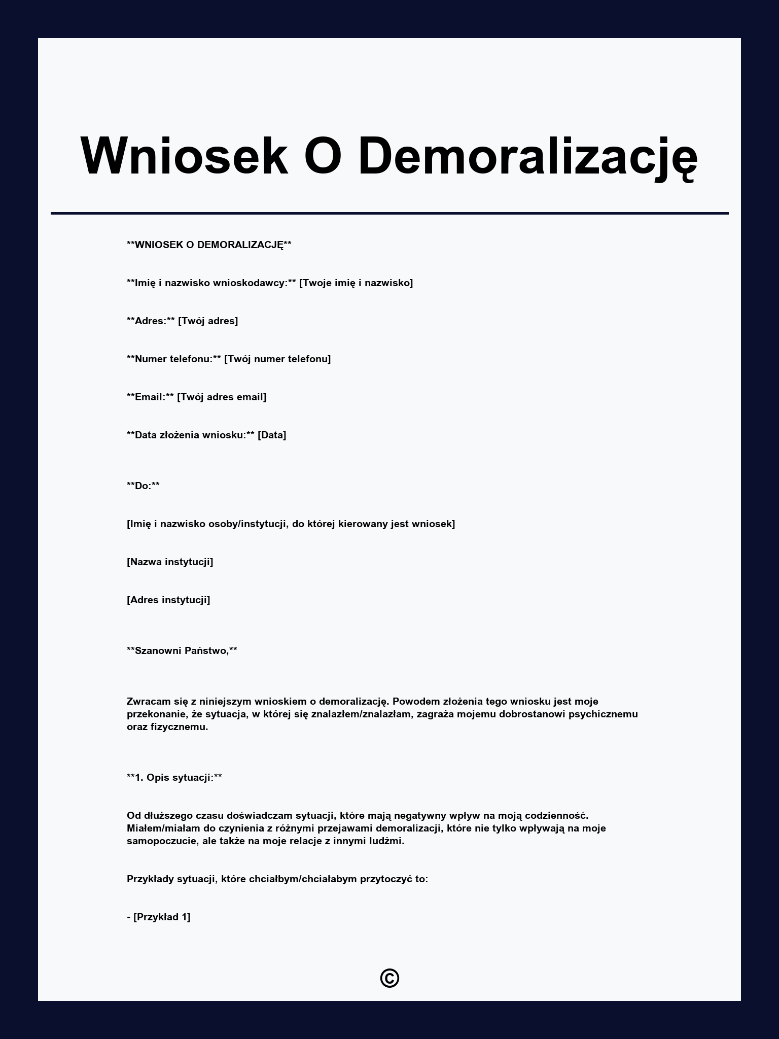 Wniosek O Demoralizację