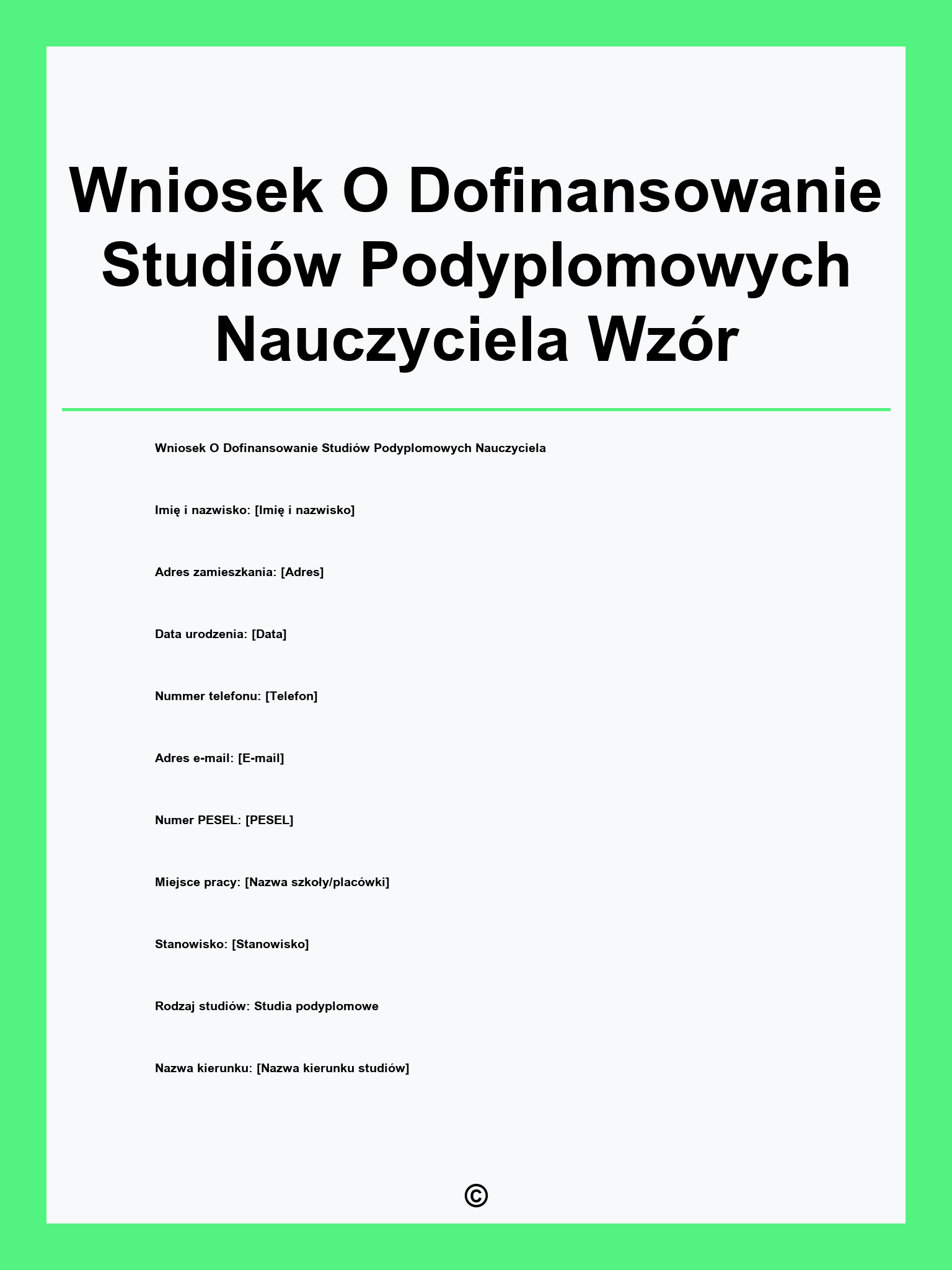 Wniosek O Dofinansowanie Studiów Podyplomowych Nauczyciela Wzór