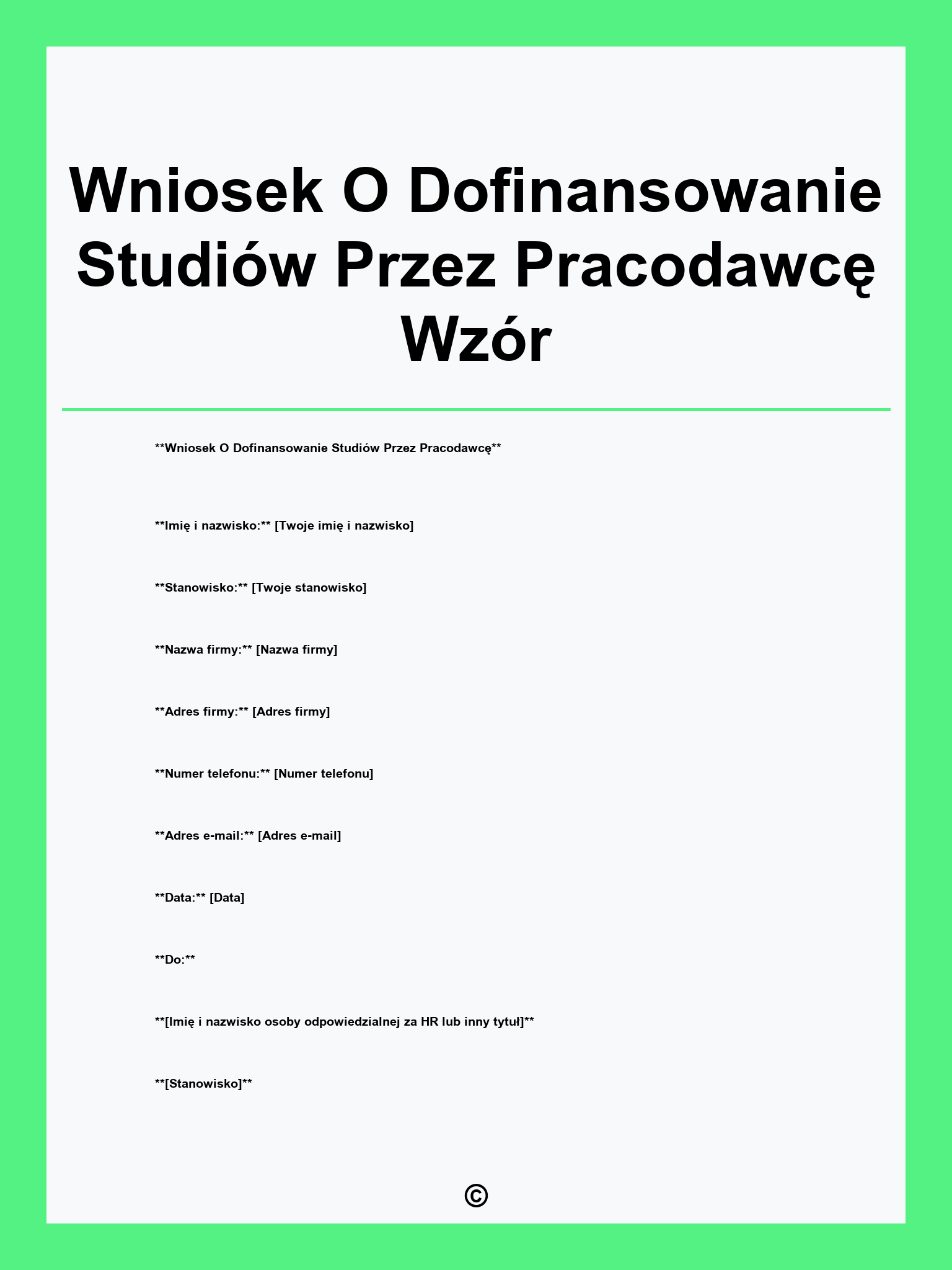 Wniosek O Dofinansowanie Studiów Przez Pracodawcę Wzór