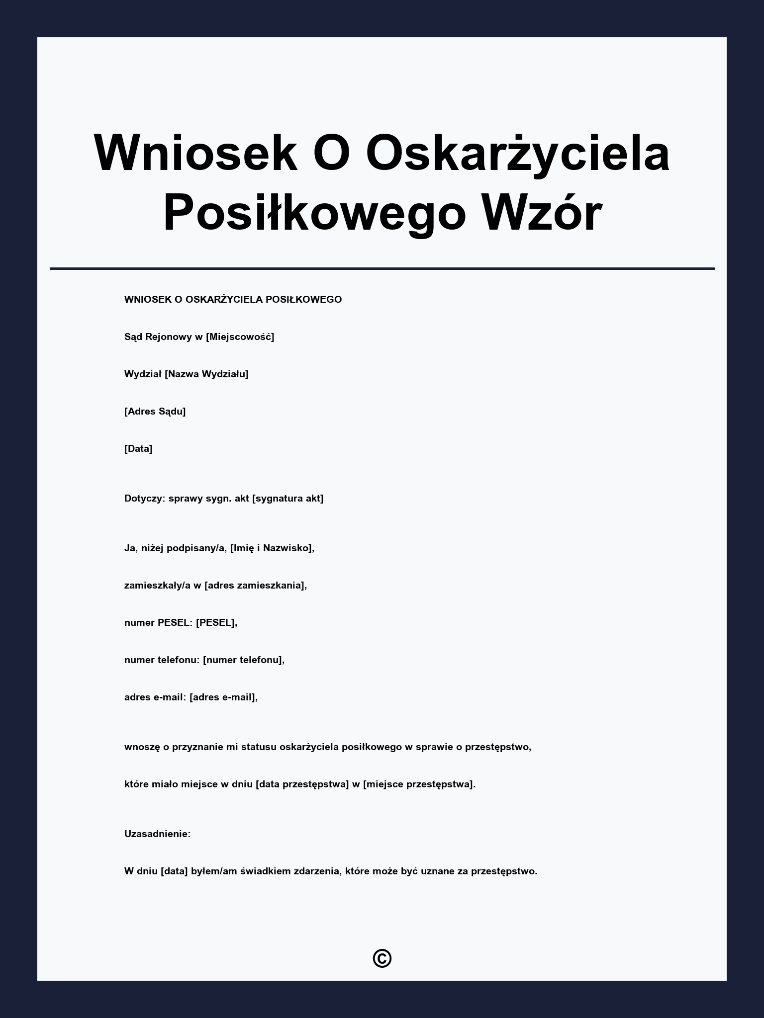 Wniosek O Oskarżyciela Posiłkowego Wzór