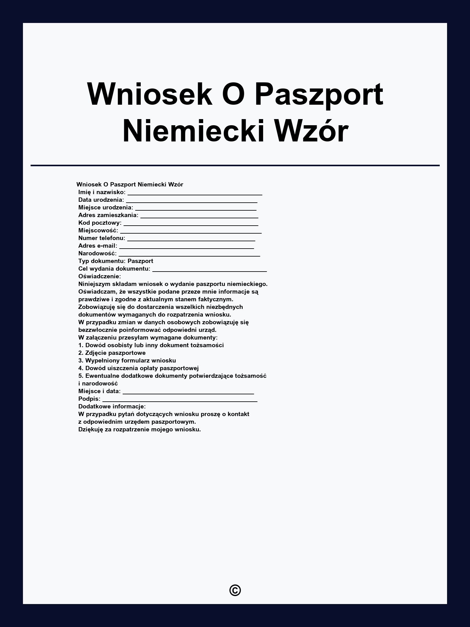 Wniosek O Paszport Niemiecki Wzór