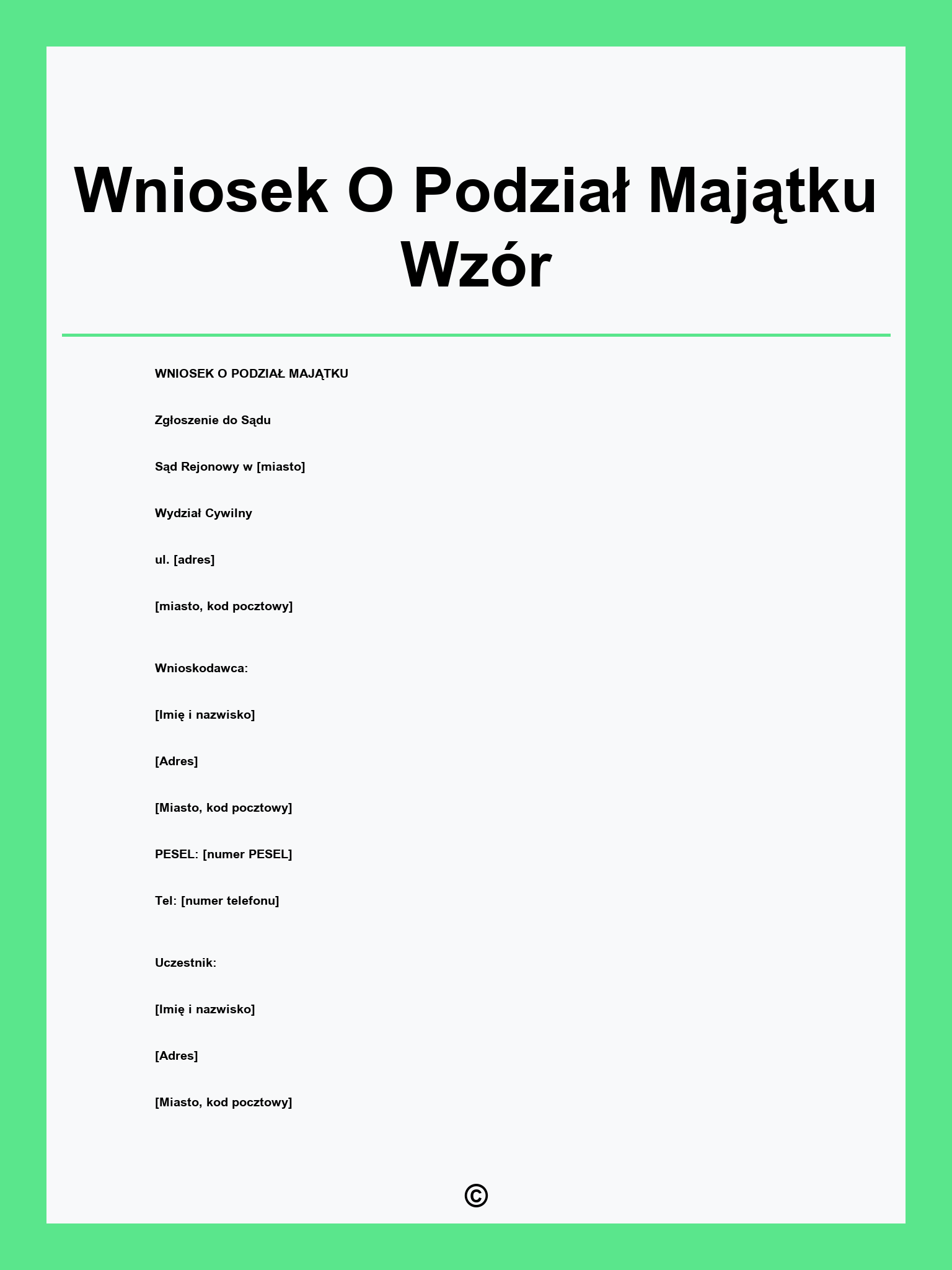 Wniosek O Podział Majątku Wzór