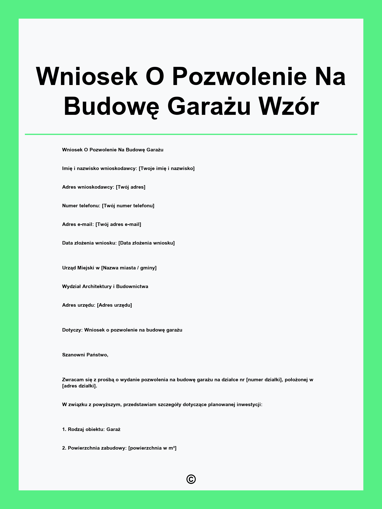 Wniosek O Pozwolenie Na Budowę Garażu Wzór