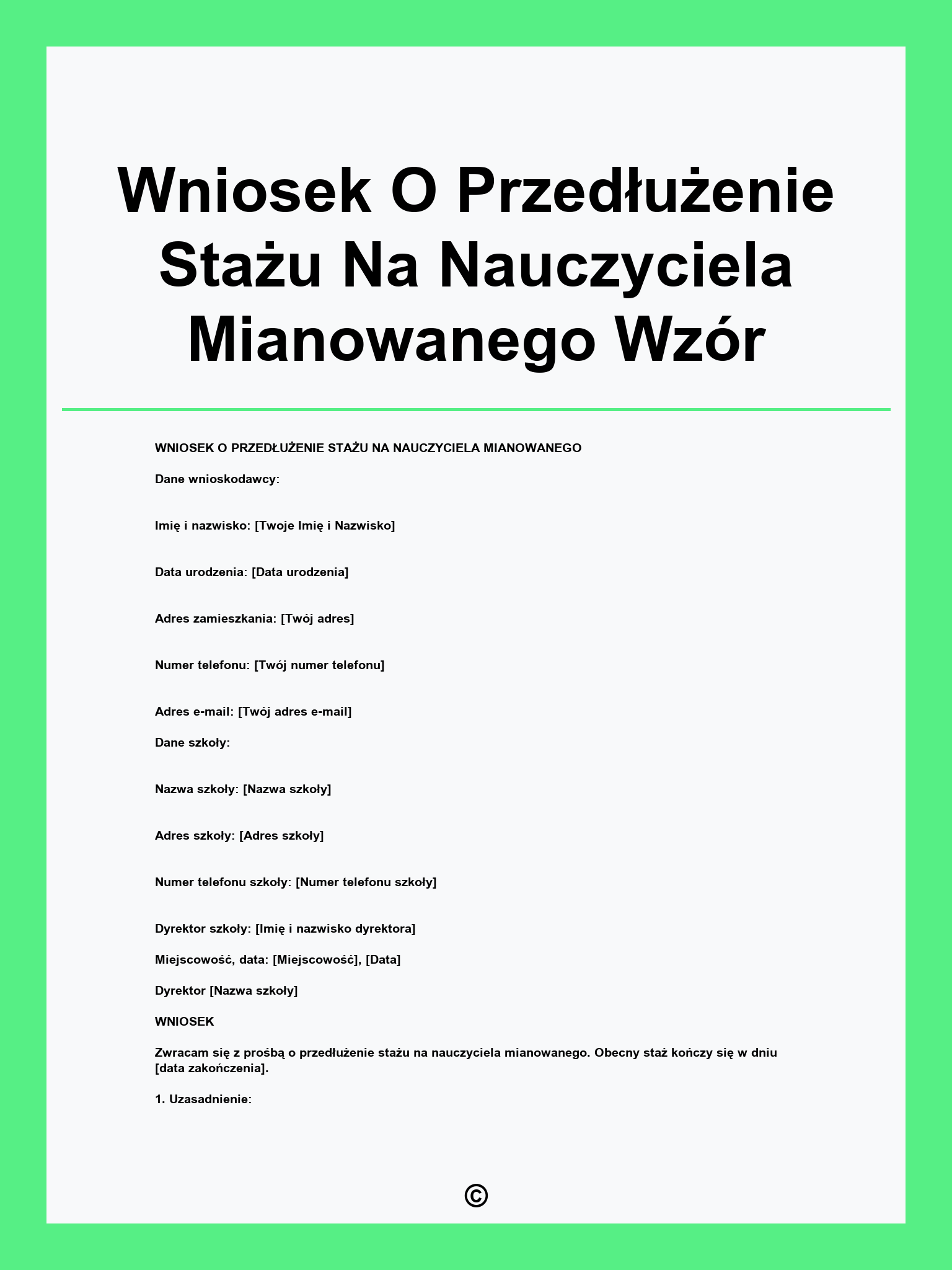 Wniosek O Przedłużenie Stażu Na Nauczyciela Mianowanego Wzór