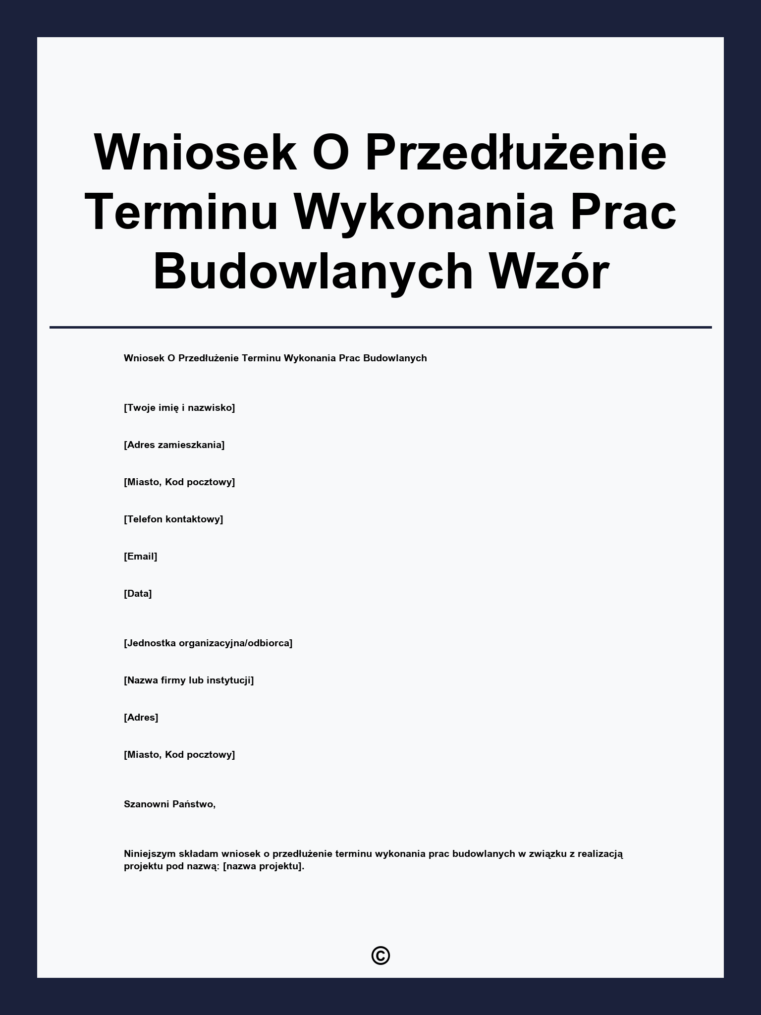 Wniosek O Przedłużenie Terminu Wykonania Prac Budowlanych Wzór