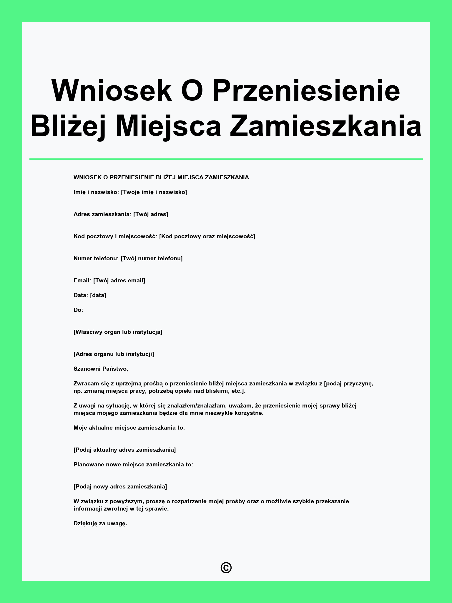 Wniosek O Przeniesienie Bliżej Miejsca Zamieszkania