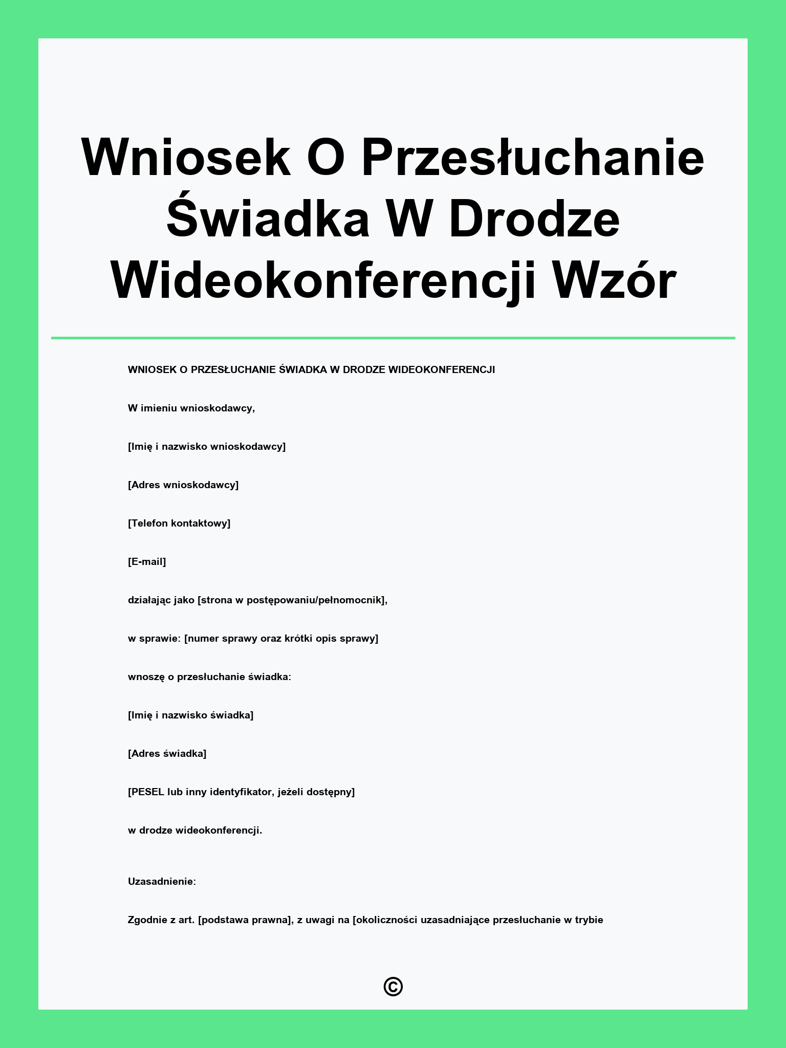 Wniosek O Przesłuchanie Świadka W Drodze Wideokonferencji Wzór