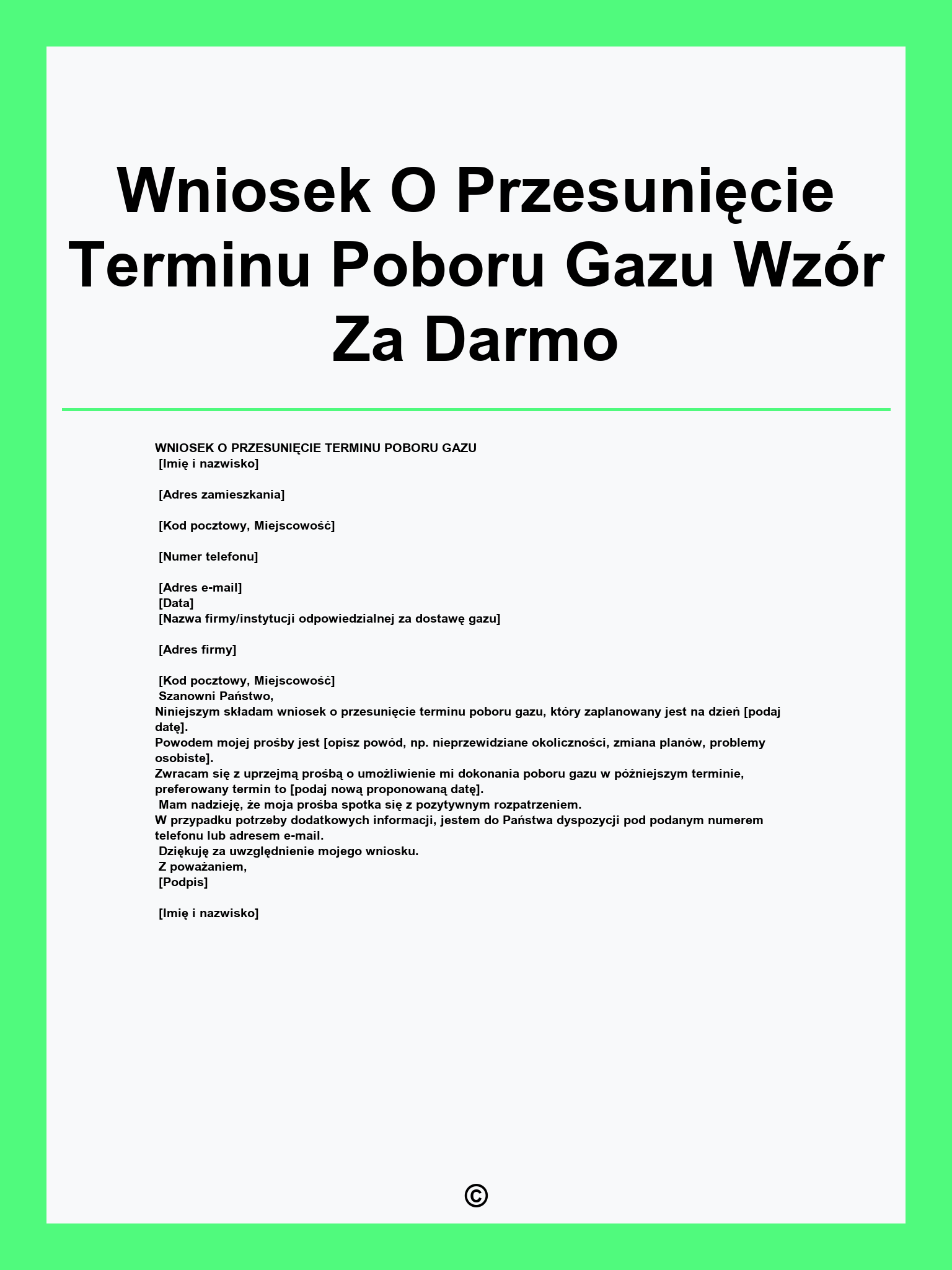 Wniosek O Przesunięcie Terminu Poboru Gazu Wzór Za Darmo