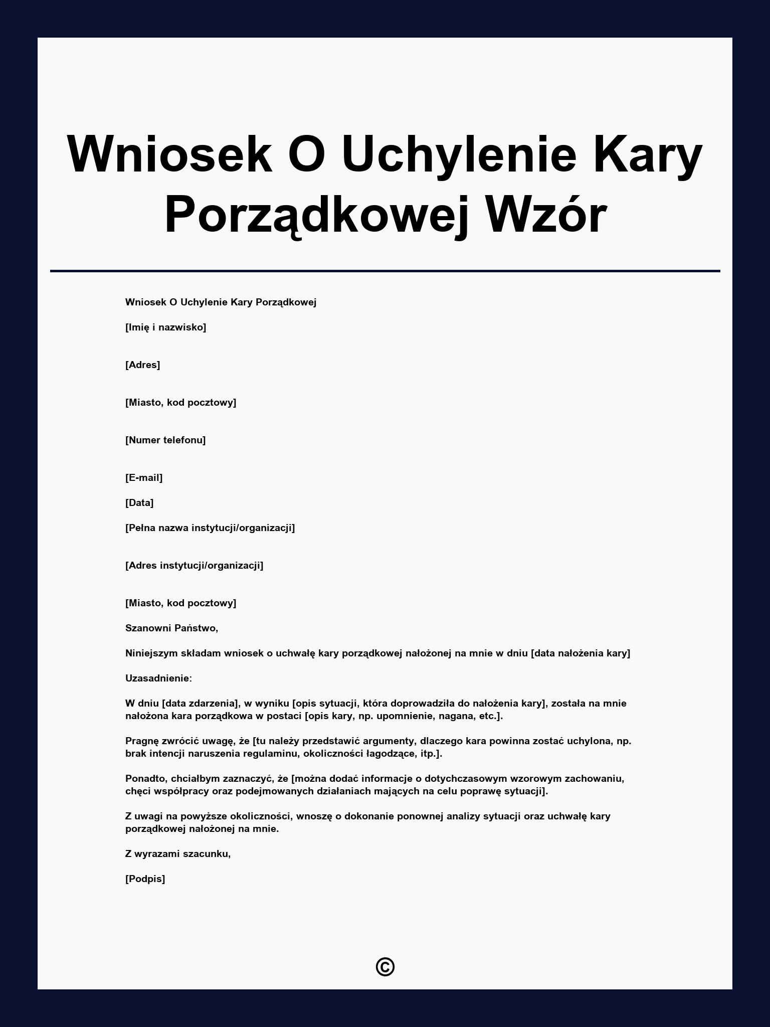 Wniosek O Uchylenie Kary Porządkowej Wzór