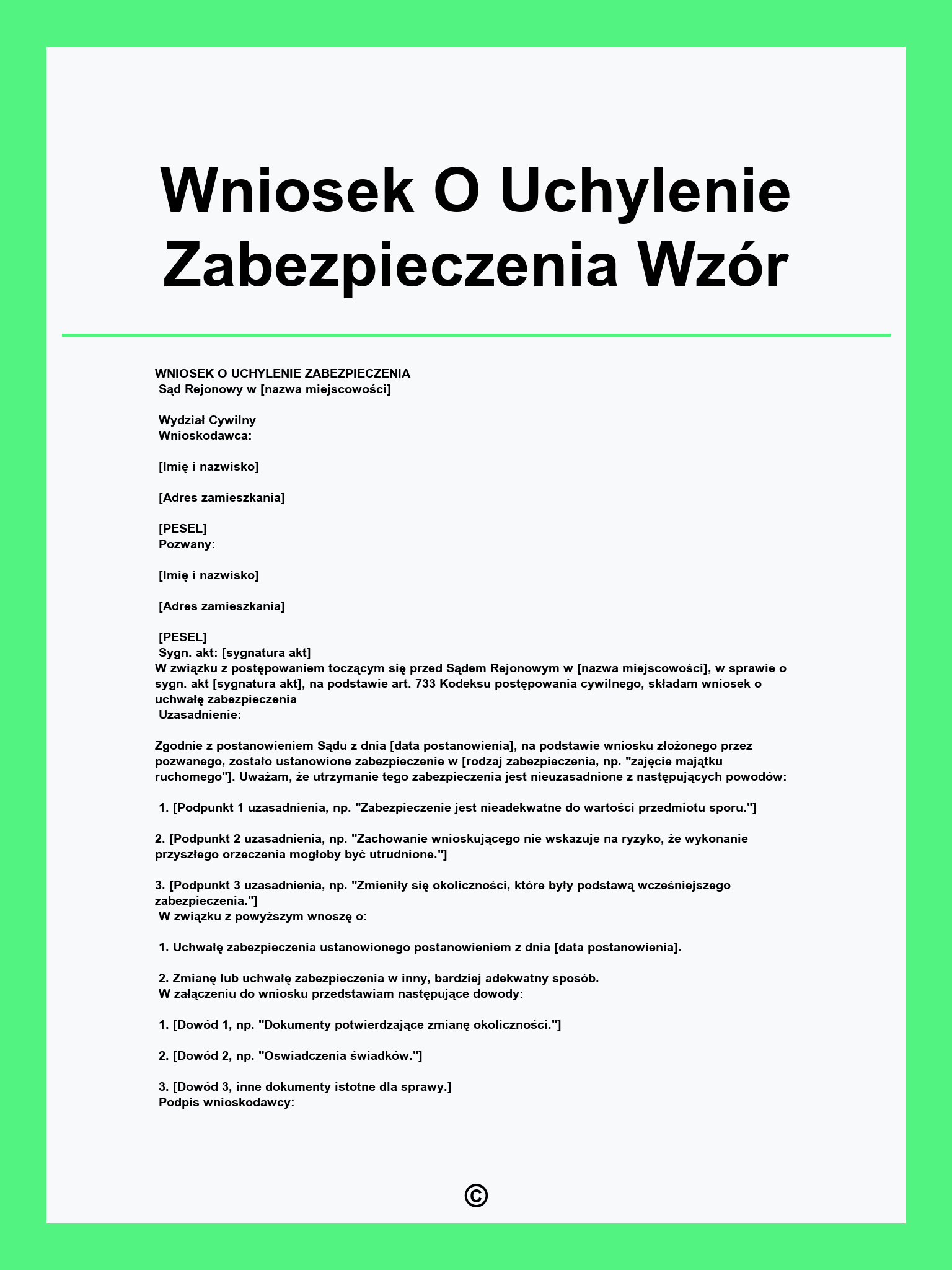 Wniosek O Uchylenie Zabezpieczenia Wzór