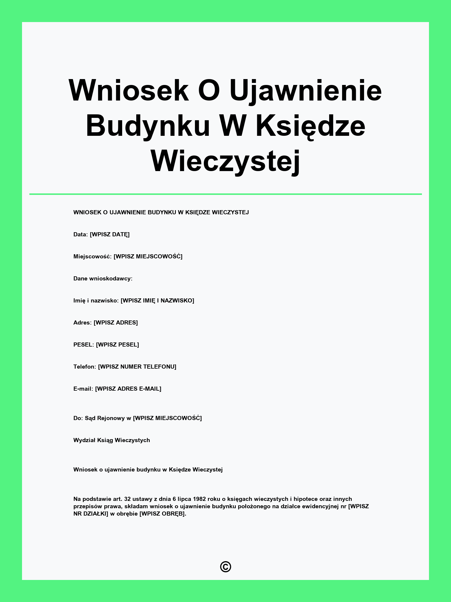 Wniosek O Ujawnienie Budynku W Księdze Wieczystej