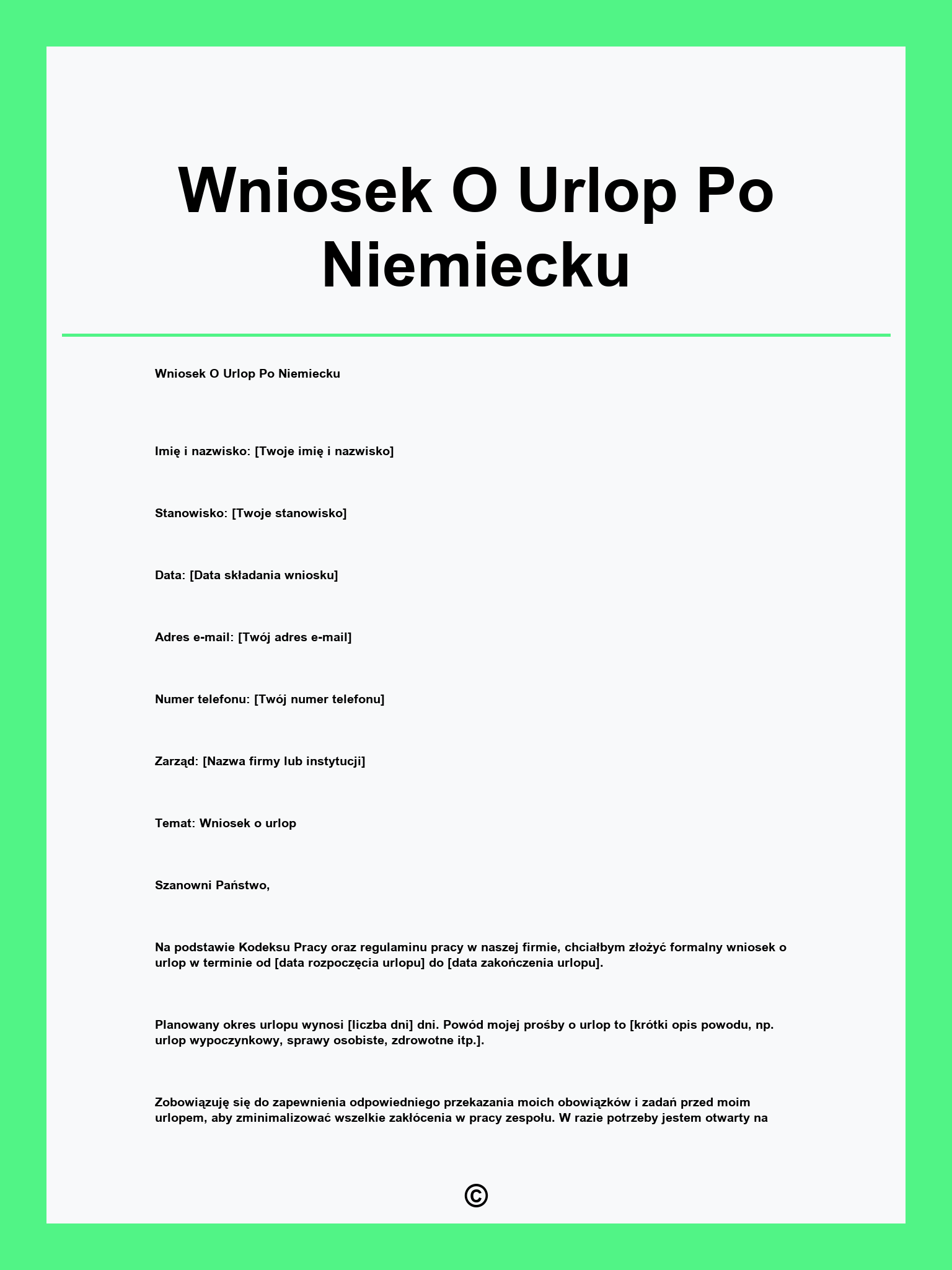 Wniosek O Urlop Po Niemiecku