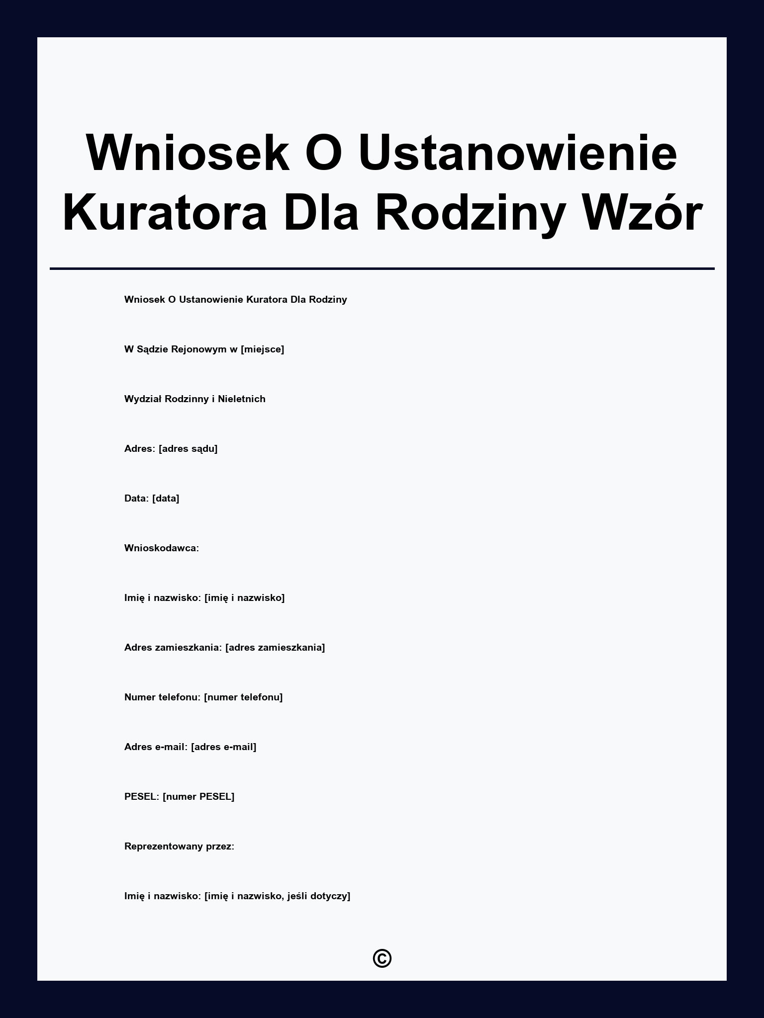 Wniosek O Ustanowienie Kuratora Dla Rodziny Wzór