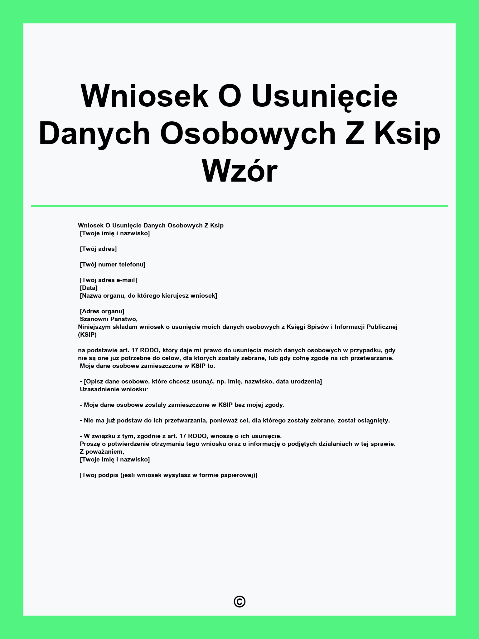Wniosek O Usunięcie Danych Osobowych Z Ksip Wzór