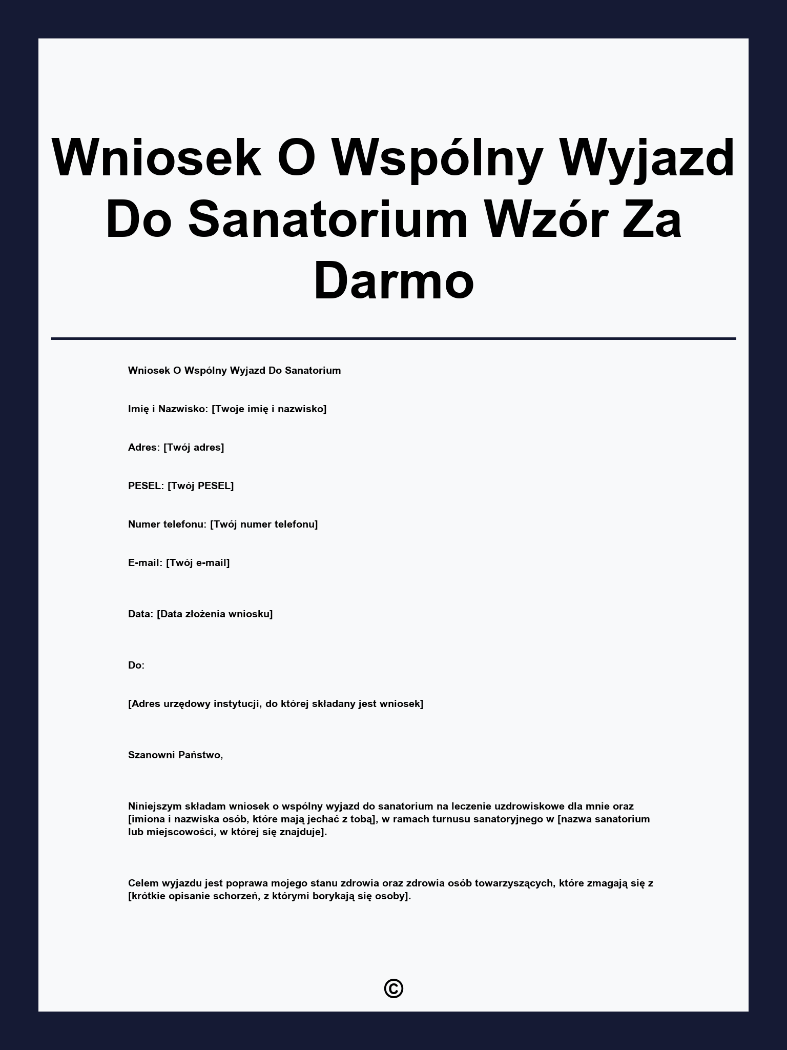Wniosek O Wspólny Wyjazd Do Sanatorium Wzór Za Darmo