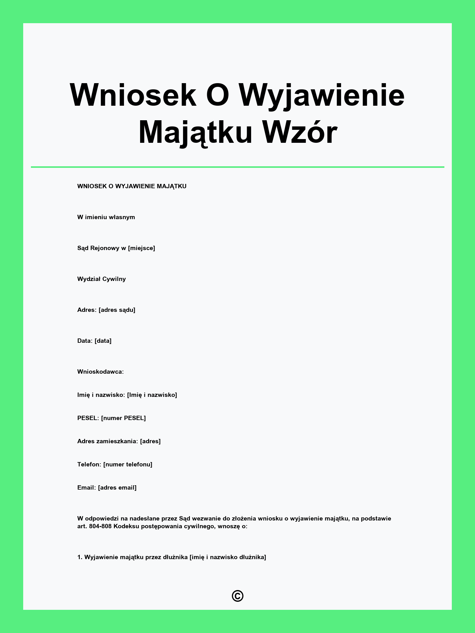 Wniosek O Wyjawienie Majątku Wzór
