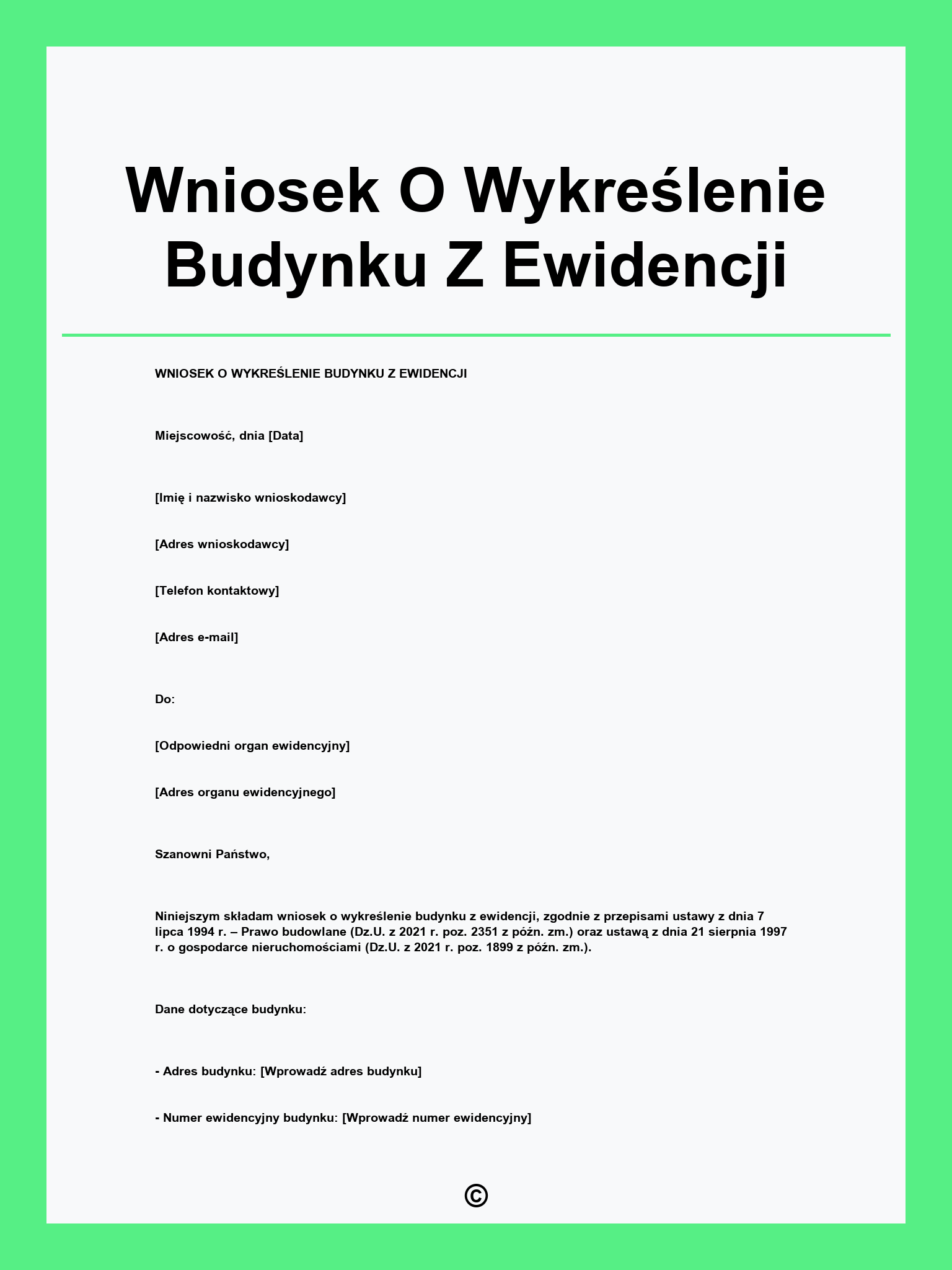 Wniosek O Wykreślenie Budynku Z Ewidencji