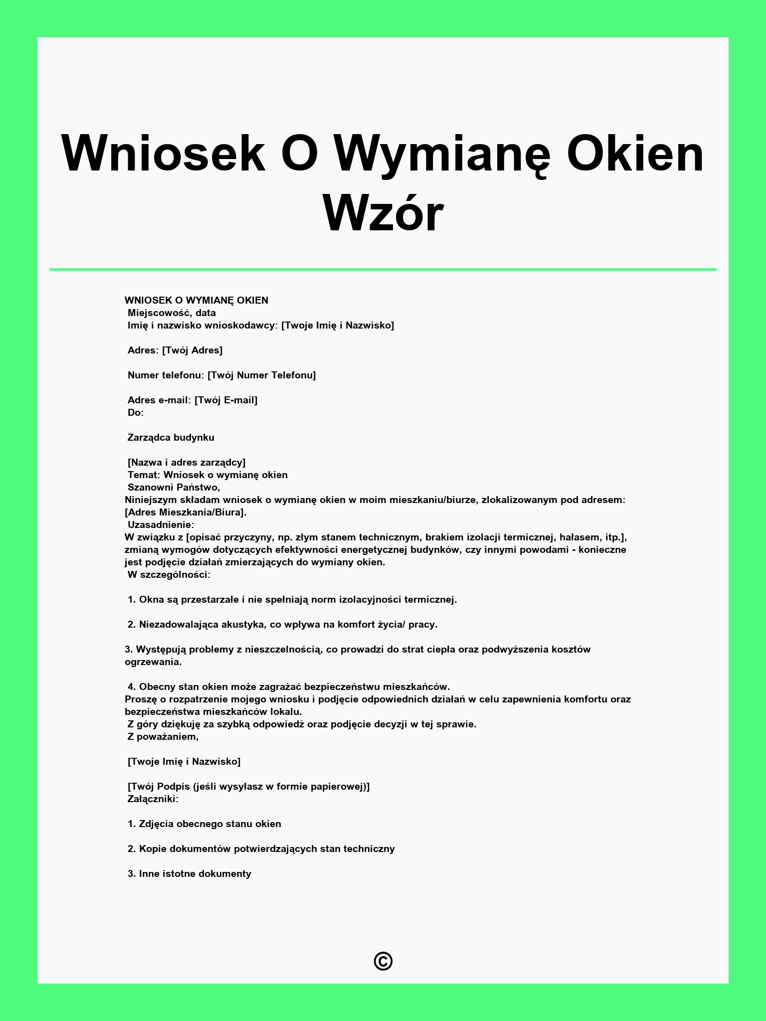 Wniosek O Wymianę Okien Wzór