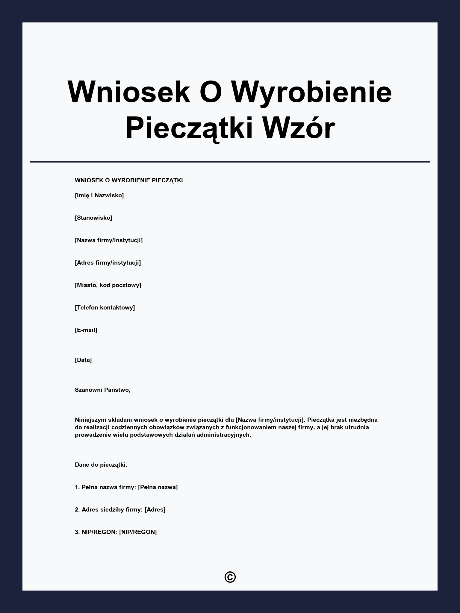 Wniosek O Wyrobienie Pieczątki Wzór