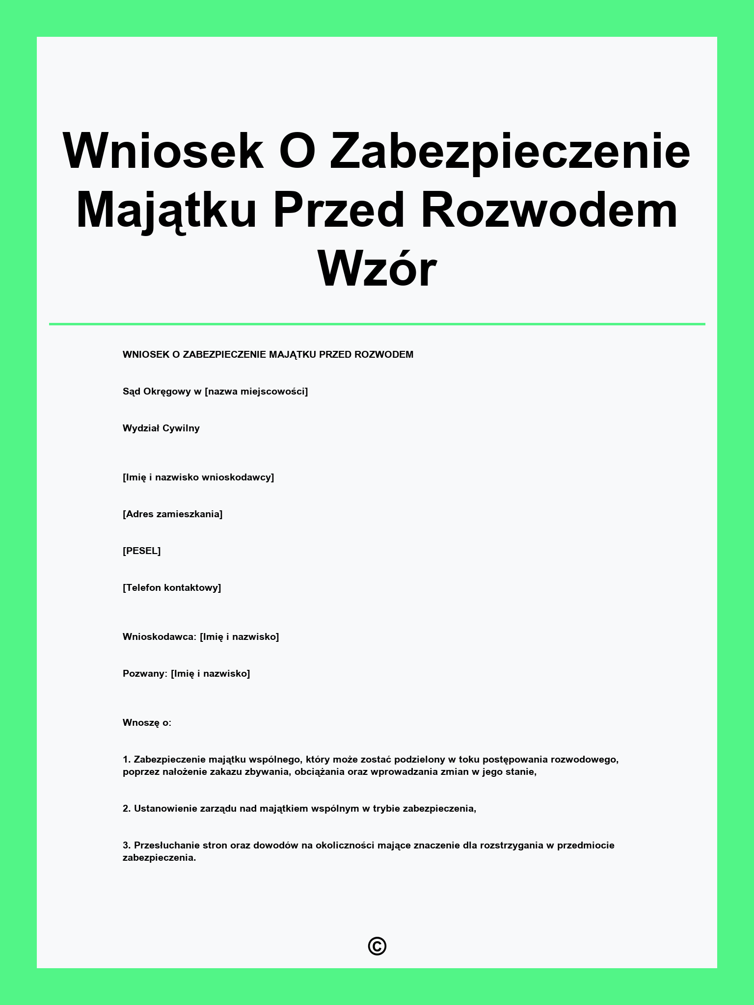 Wniosek O Zabezpieczenie Majątku Przed Rozwodem Wzór