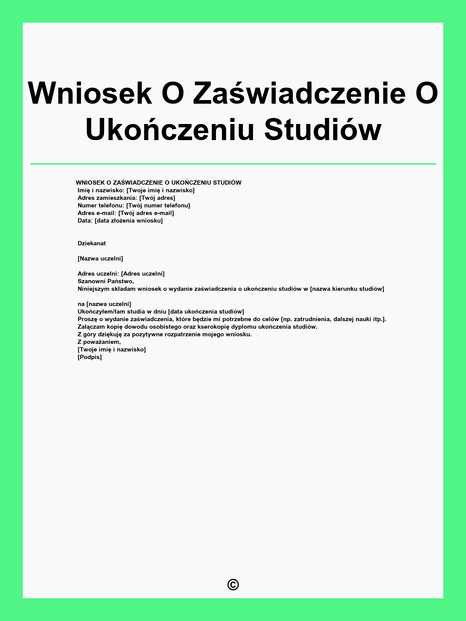 Wniosek O Zaświadczenie O Ukończeniu Studiów