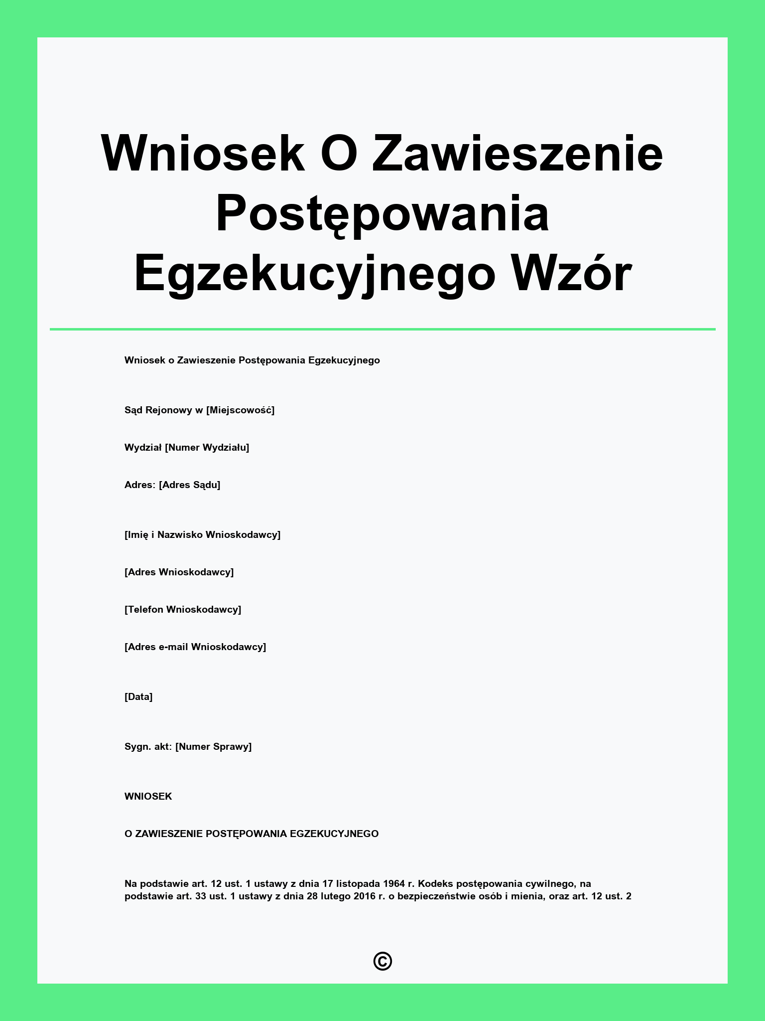 Wniosek O Zawieszenie Postępowania Egzekucyjnego Wzór