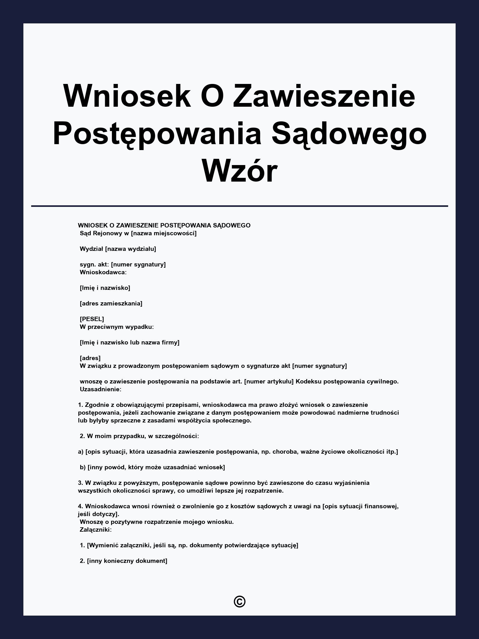 Wniosek O Zawieszenie Postępowania Sądowego Wzór