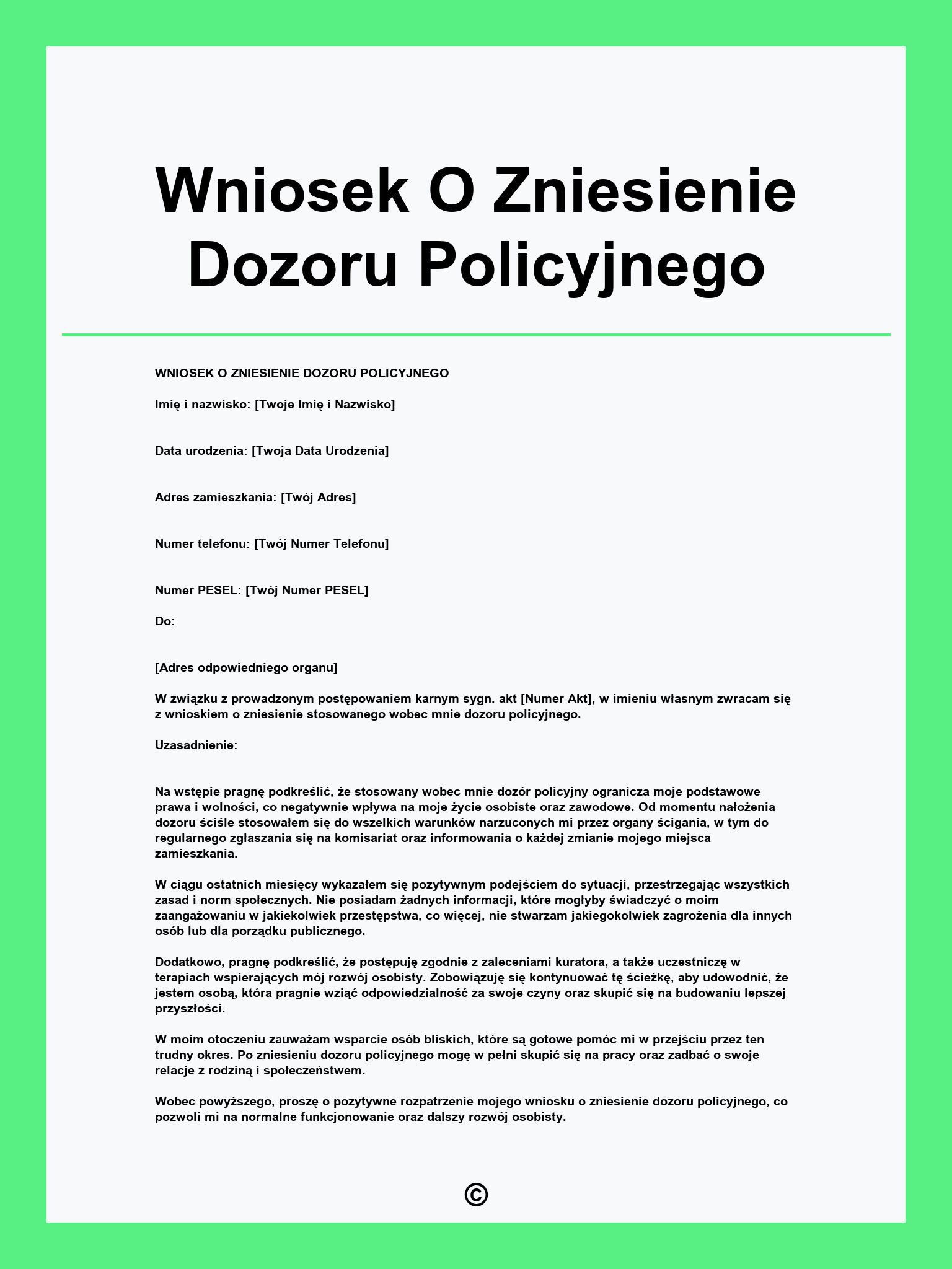 Wniosek O Zniesienie Dozoru Policyjnego