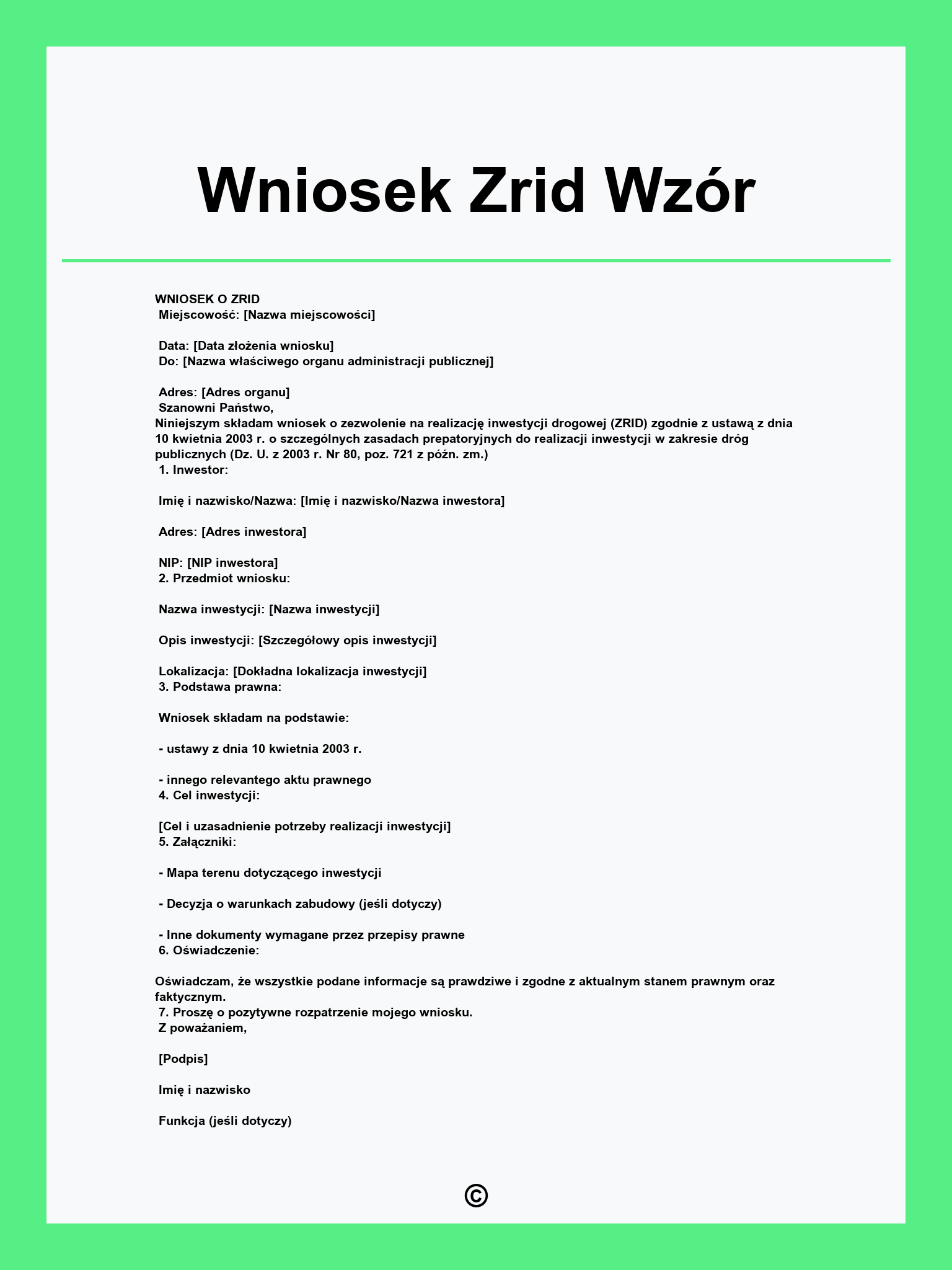 Wniosek Zrid Wzór
