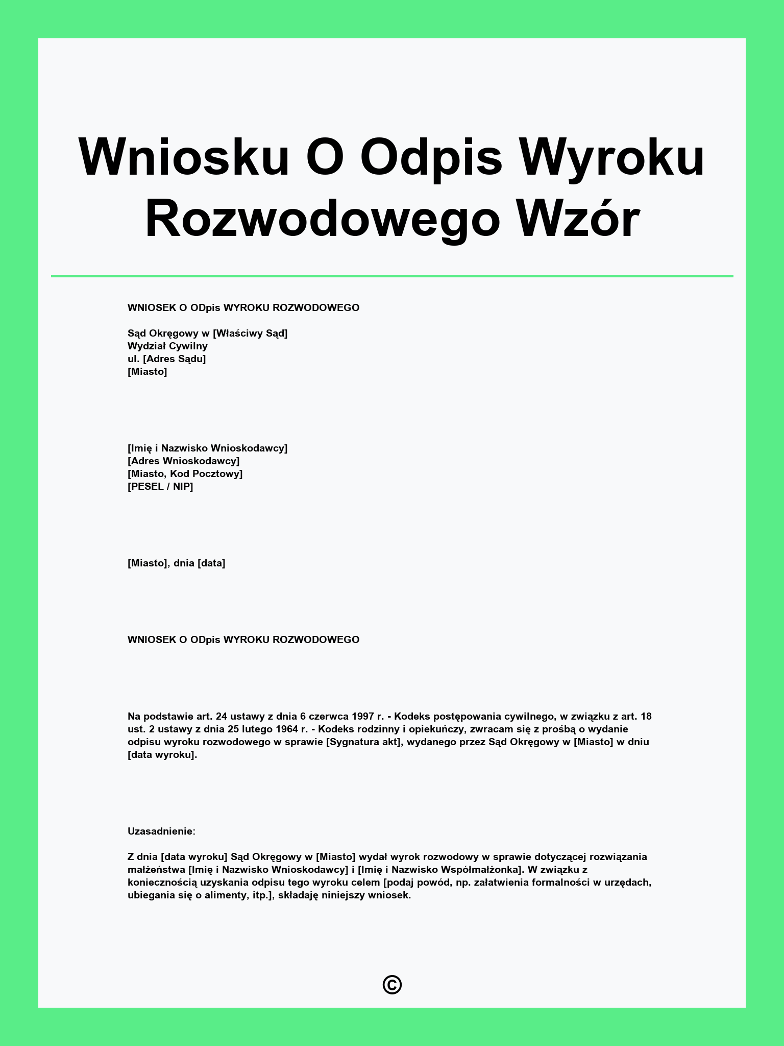 Wniosku O Odpis Wyroku Rozwodowego Wzór
