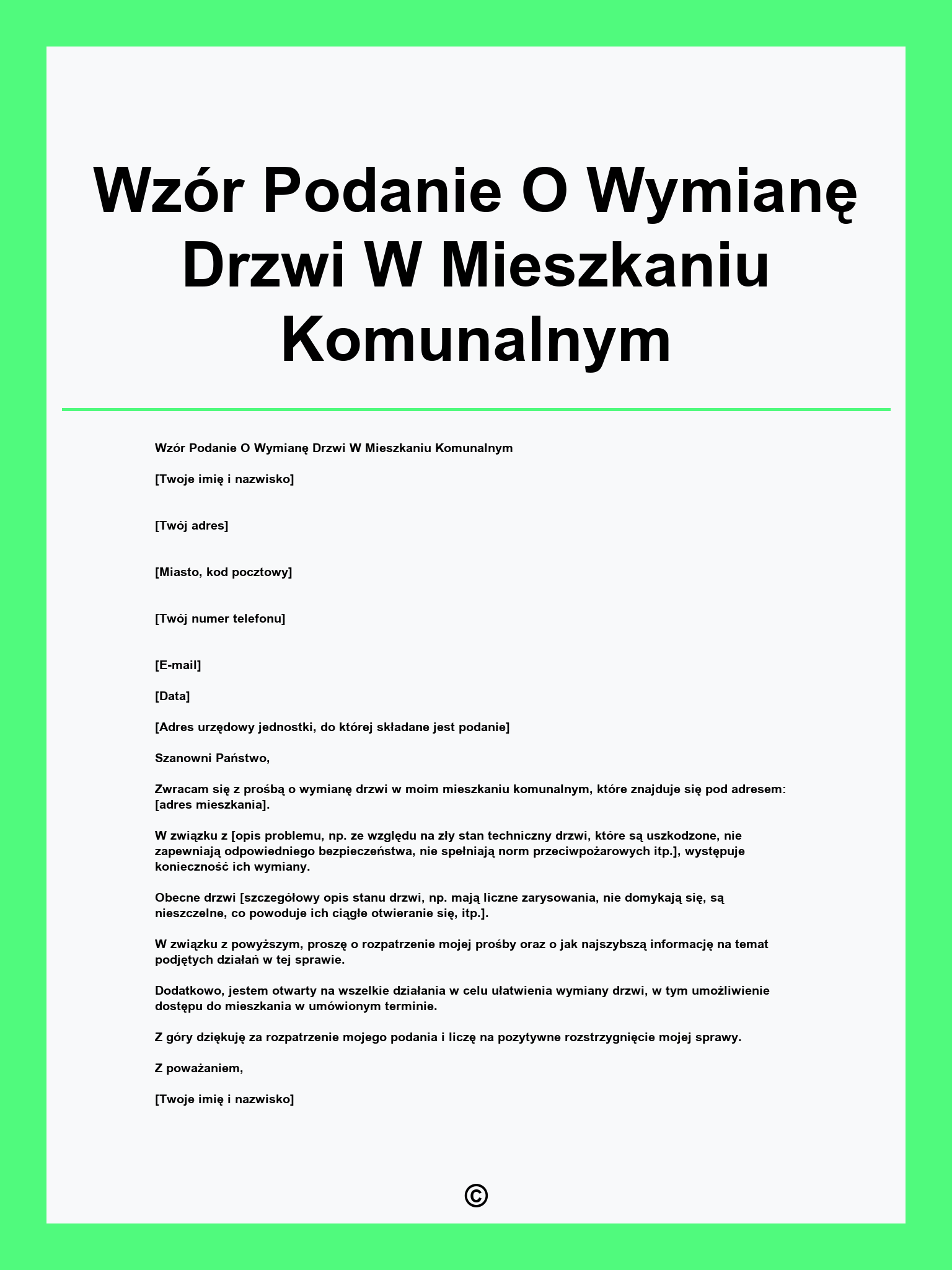 Wzór Podanie O Wymianę Drzwi W Mieszkaniu Komunalnym
