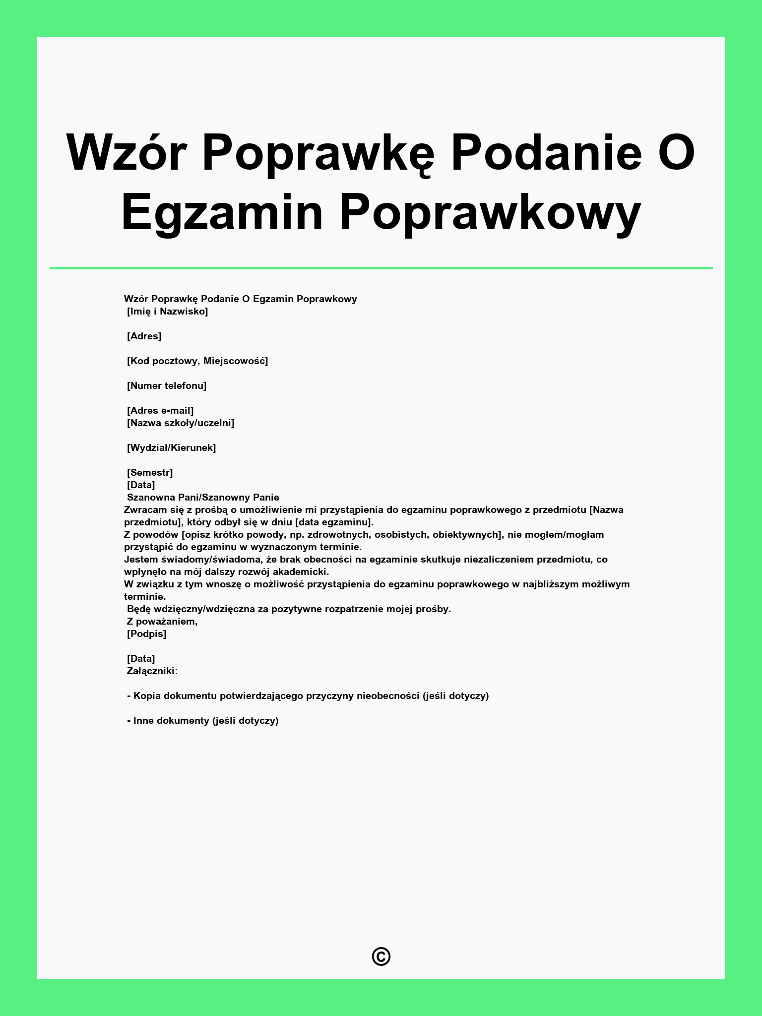 Wzór Poprawkę Podanie O Egzamin Poprawkowy