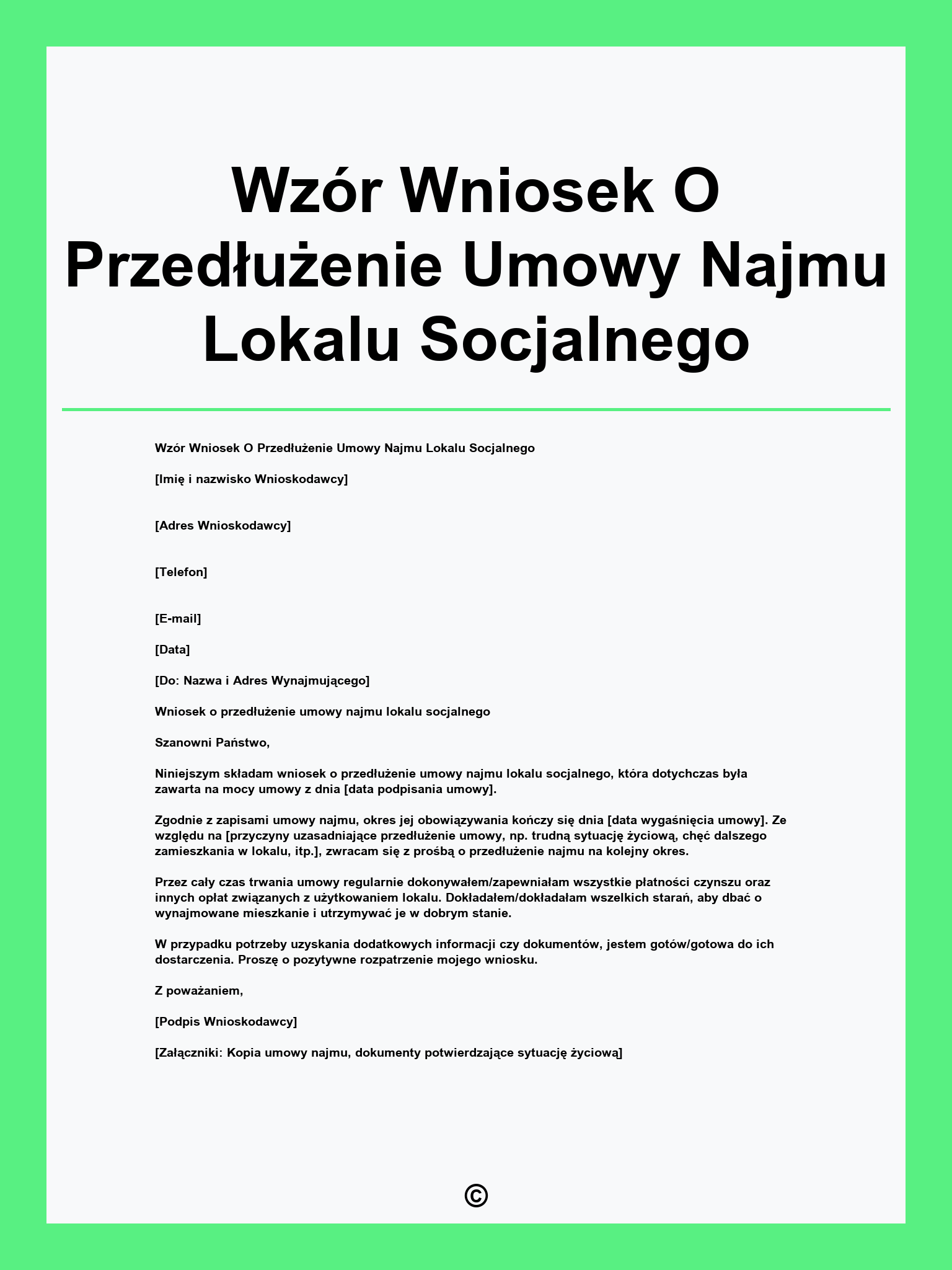 Wzór Wniosek O Przedłużenie Umowy Najmu Lokalu Socjalnego