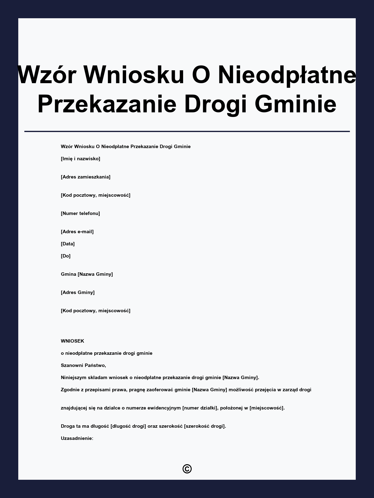 Wzór Wniosku O Nieodpłatne Przekazanie Drogi Gminie