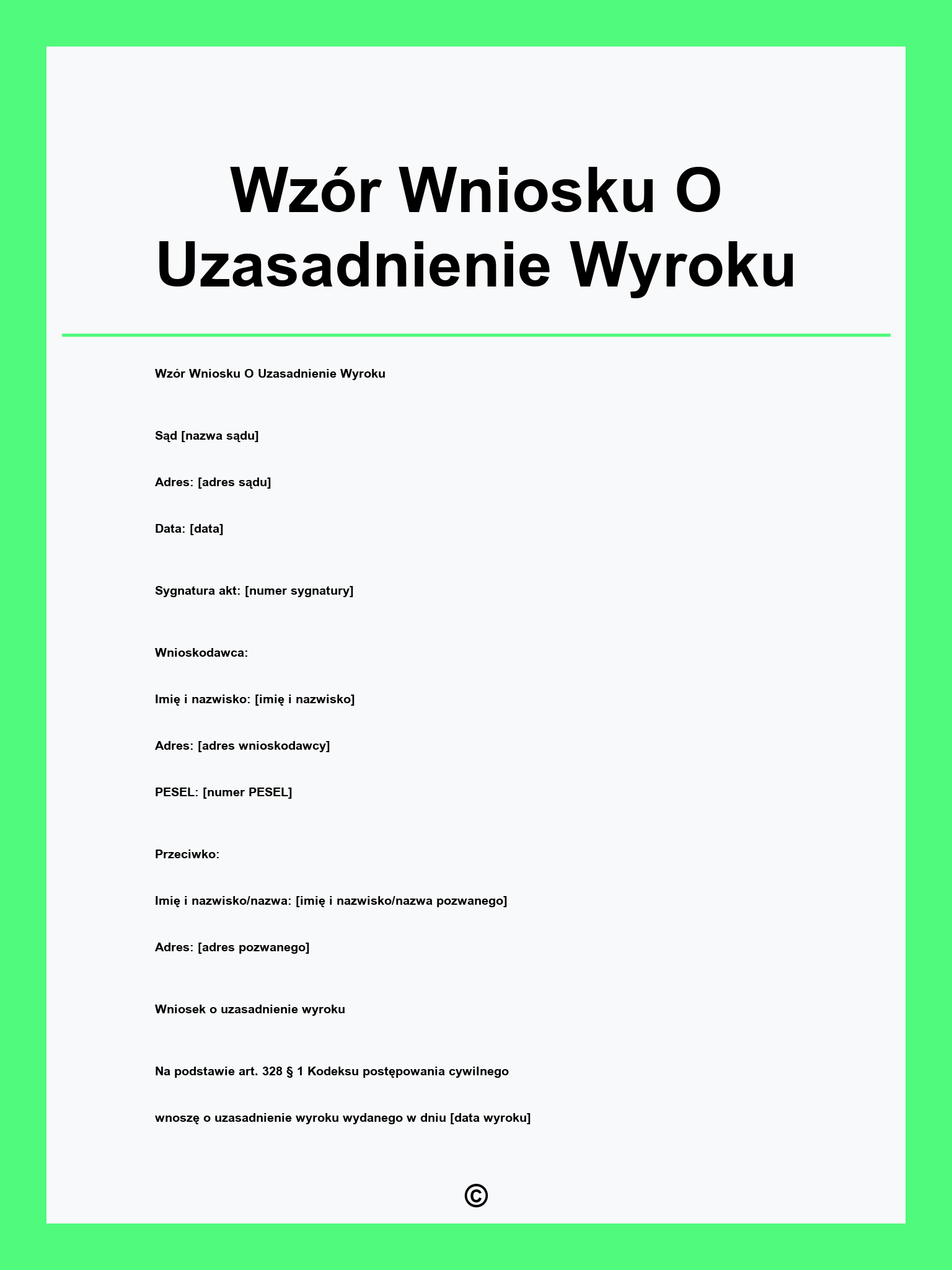 Wzór Wniosku O Uzasadnienie Wyroku